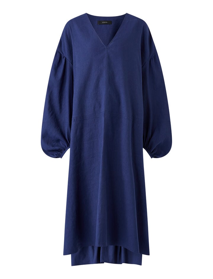 Joseph, Stretch Linen Cotton Duna Dress, in COBALT BLUE