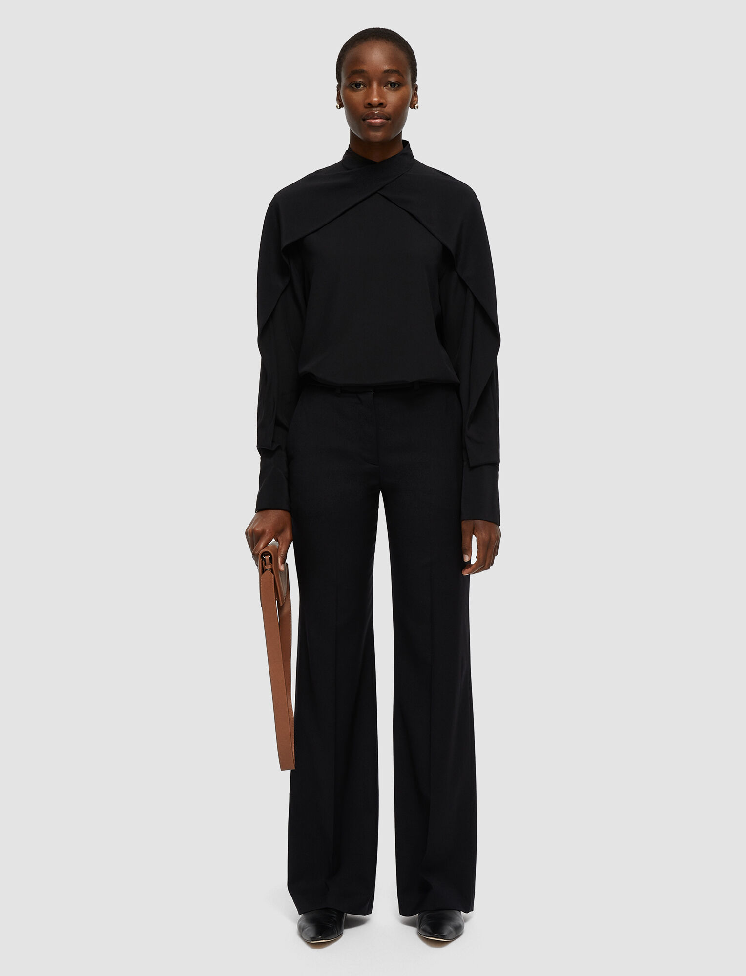 Joseph, Tailor Wool Stretch Morissey Trousers, in Black