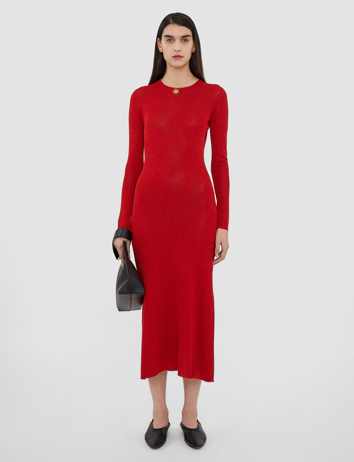 Joseph, Lurex Dress – Shorter Length, in Red