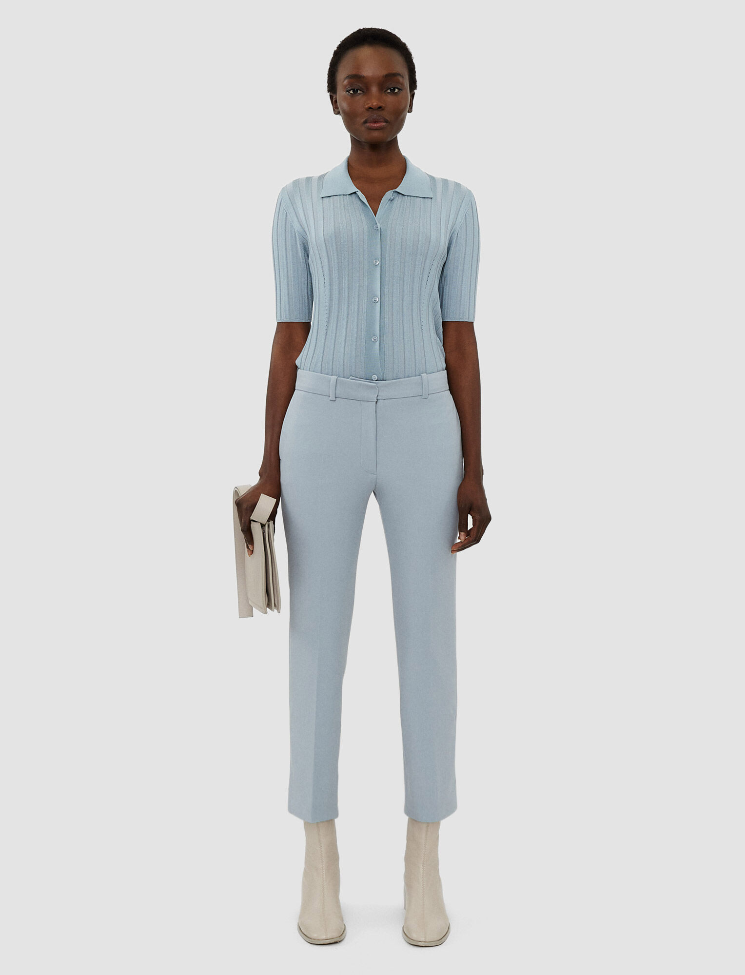 Joseph, Toile Stretch Bing Court Trousers, in Dusty Blue