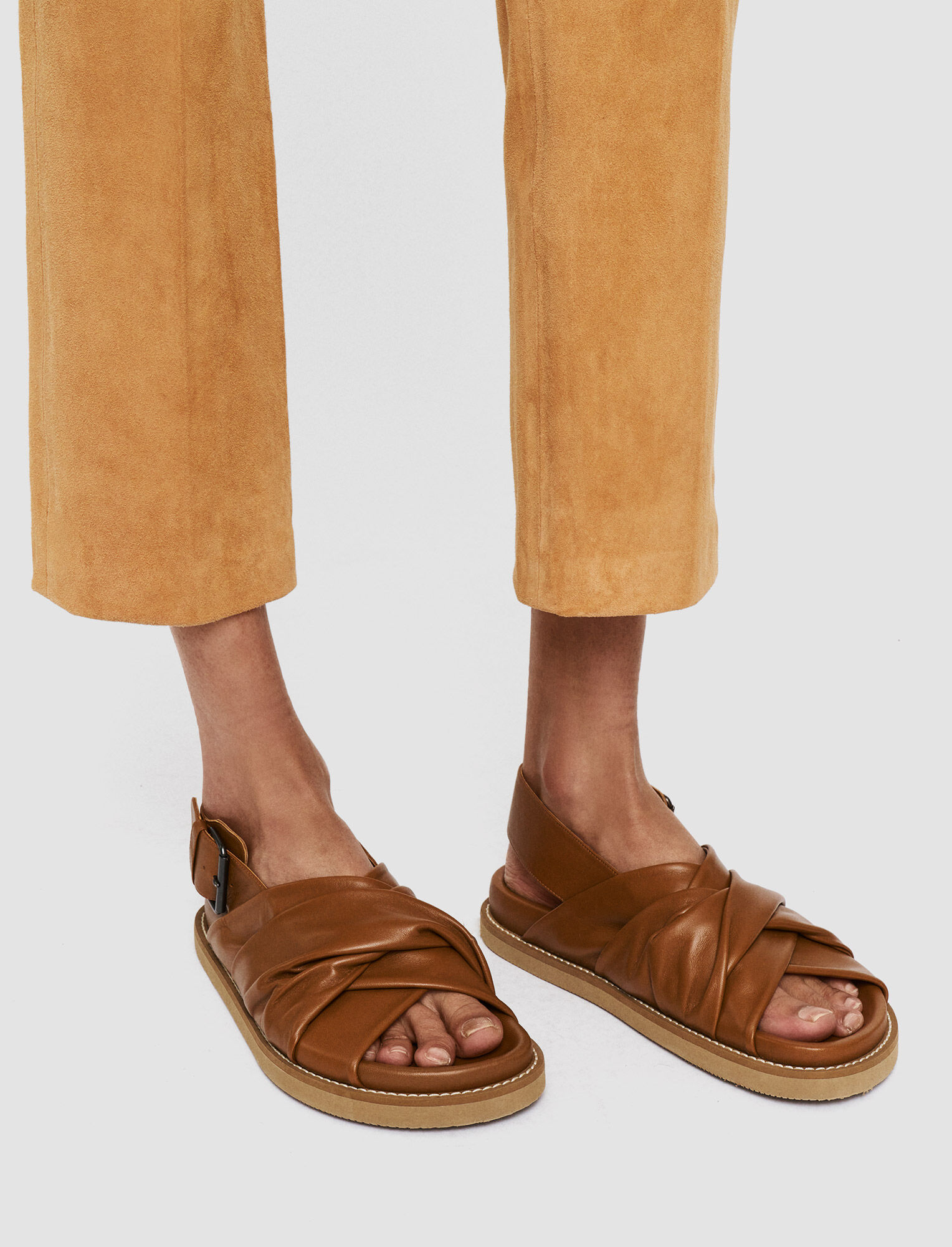 Joseph, Leather Jazzy Strap Sandals, in Clay