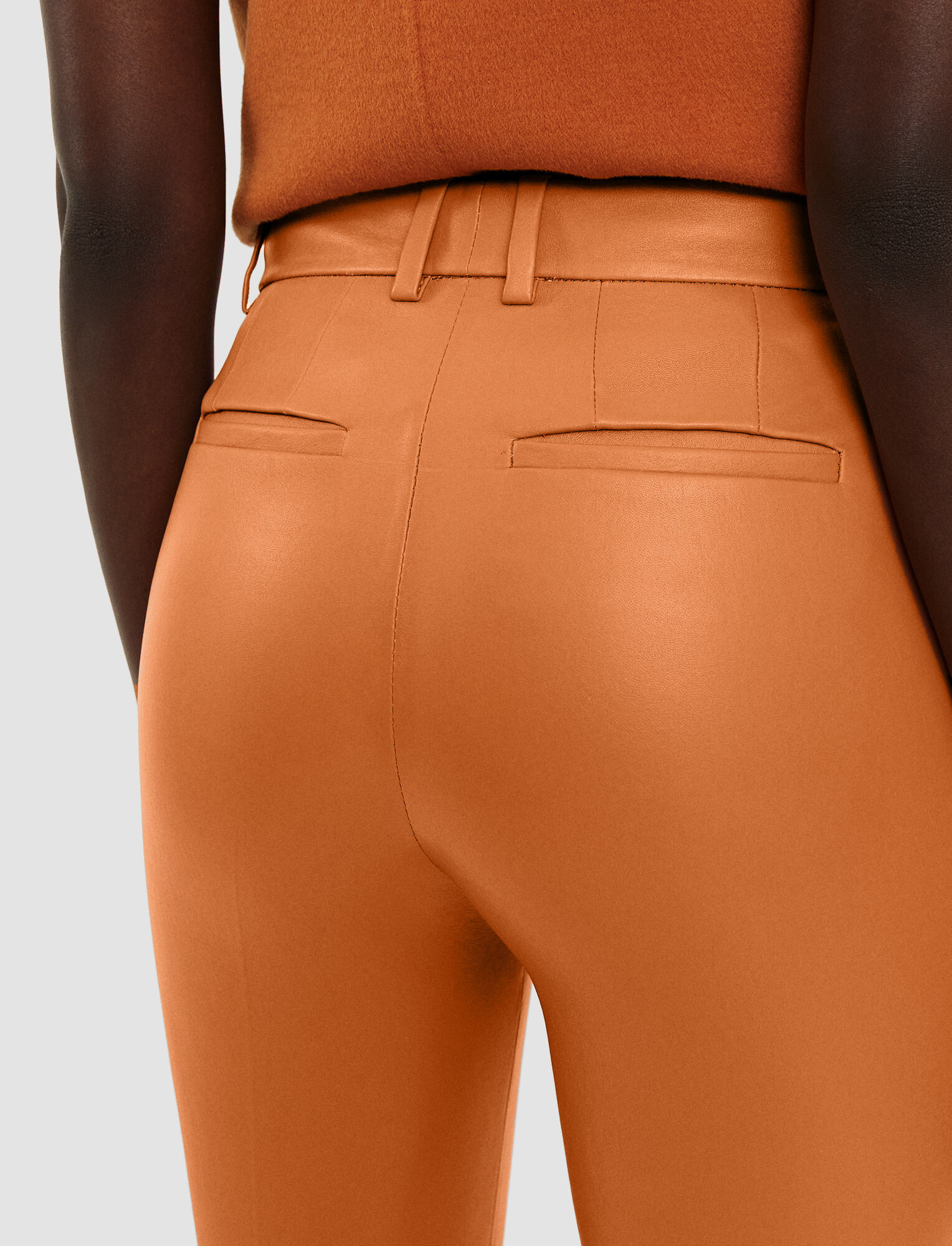 Joseph, Leather Stretch Coleman Trousers, in Caramel