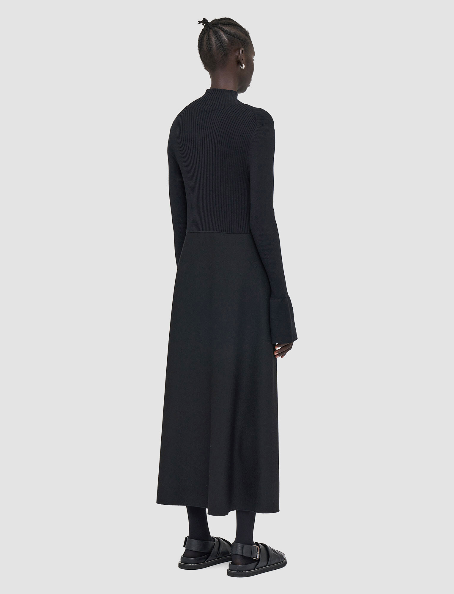 Joseph, Mixed Media Duperre Dress, in Black