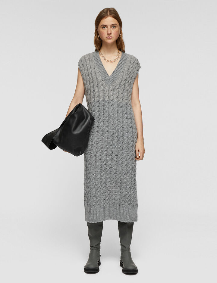 Joseph, Cable Knit Sless Dress, in Nickel
