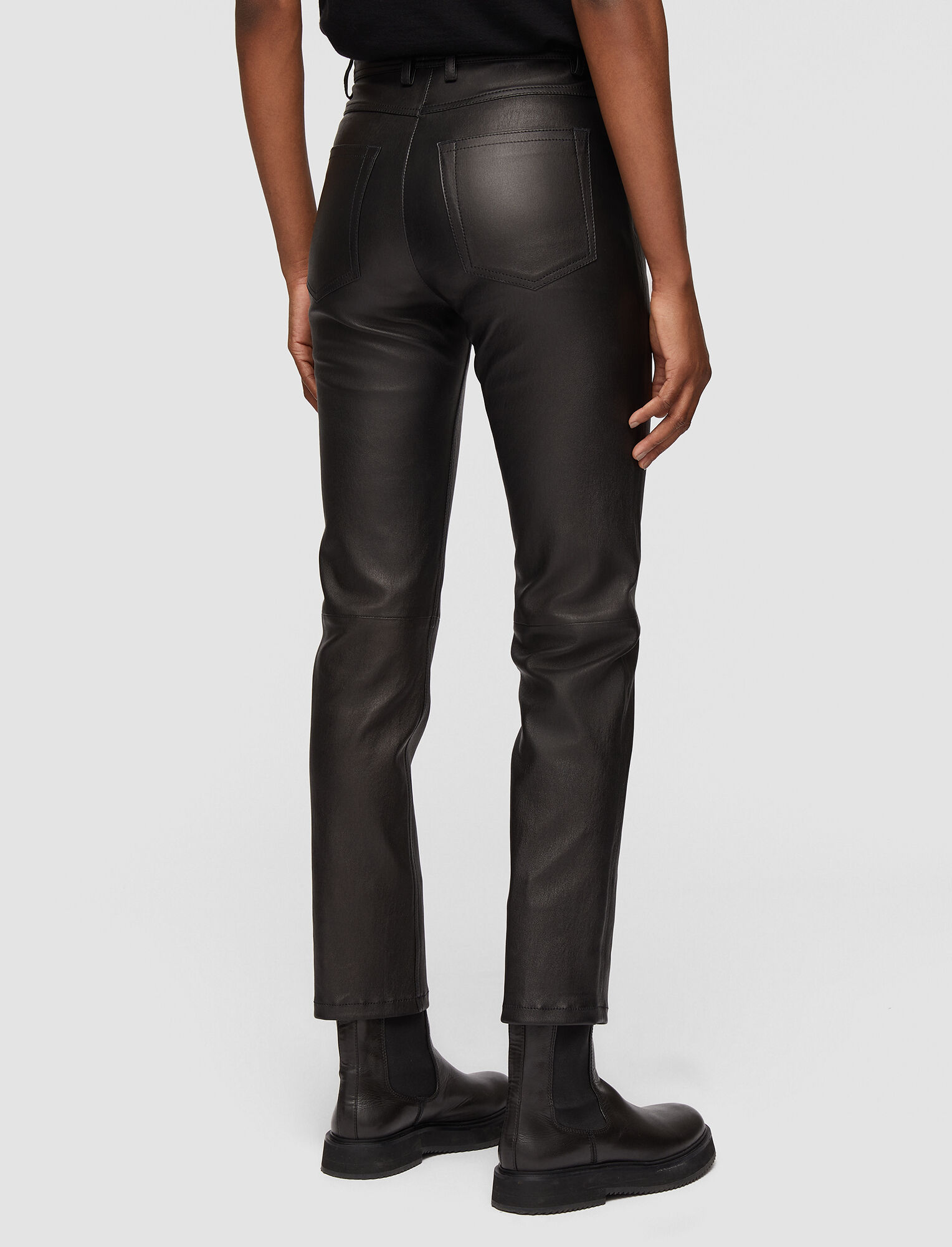 Joseph, Leather Stretch Teddy Trousers, in Black