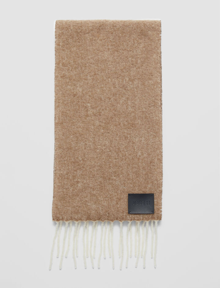 Joseph, Adele-Scarf-Brushed Wool Scarf, in Almond/Ivory