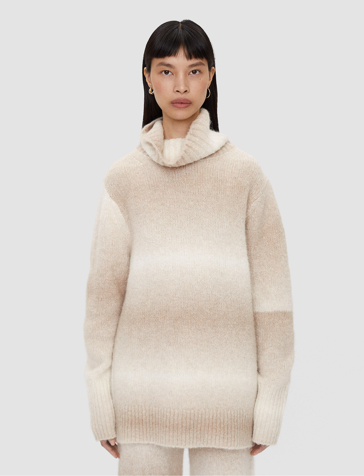 Joseph, Printed Knit High Neck Jumper, in Ivory