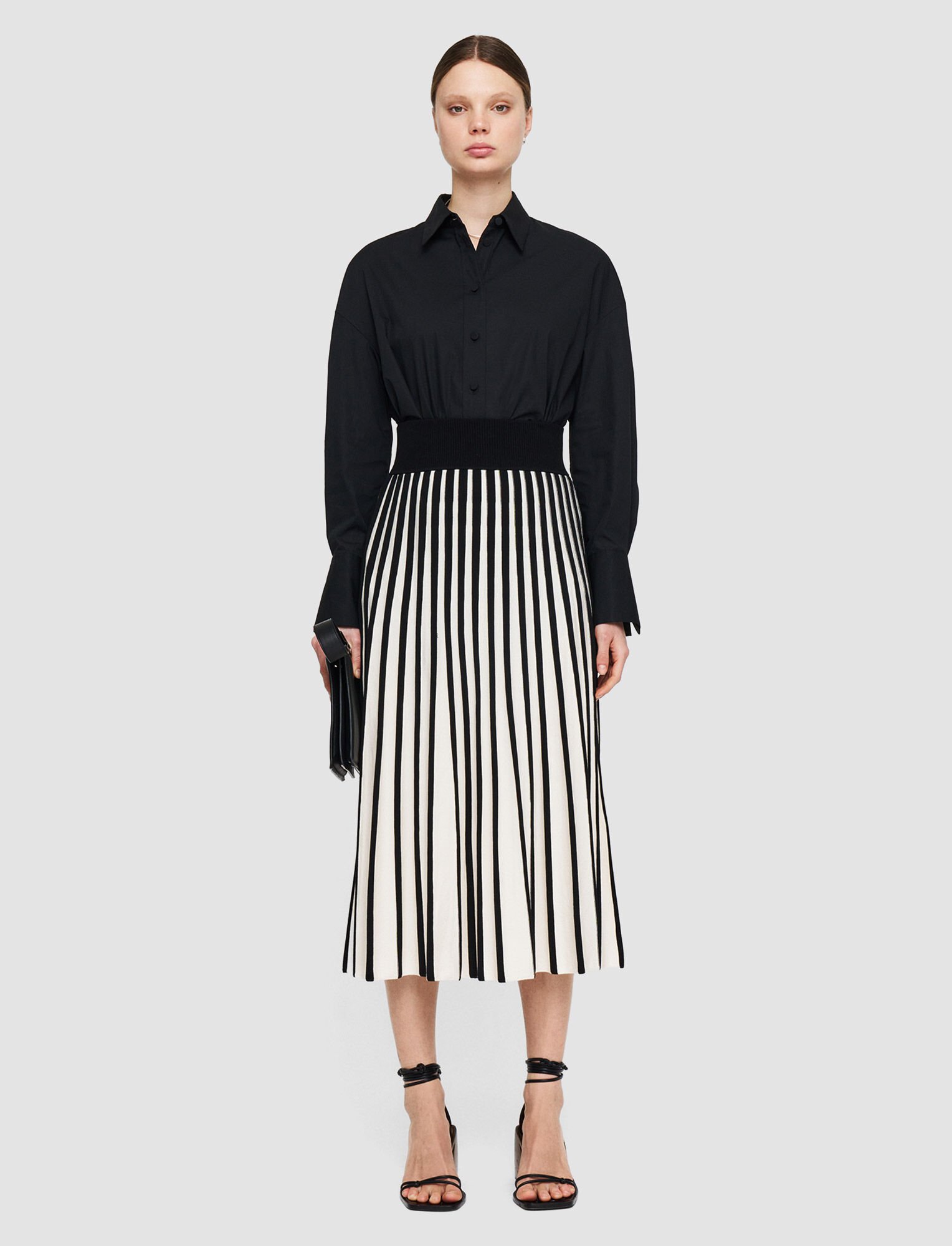 Joseph, Stripes Skirt, in Oyster White/Black