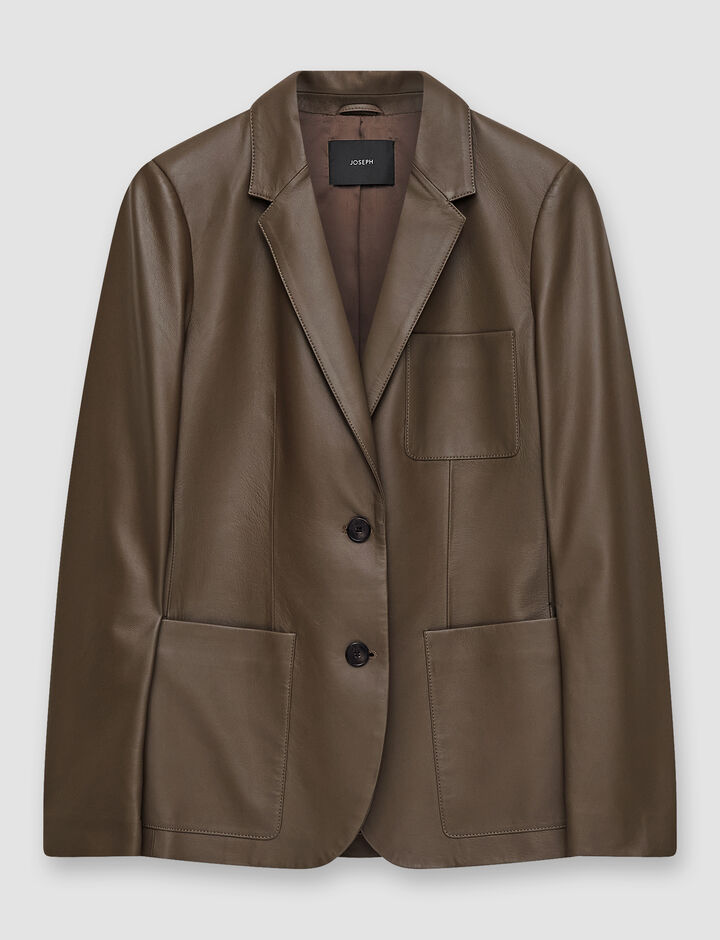 Joseph, Nappa Leather Jacques Jacket, in Hickory