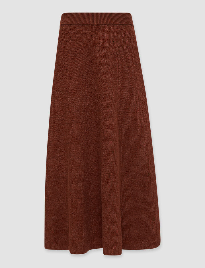 Joseph, Linen Cardigan Stitch Skirt, in Chestnut