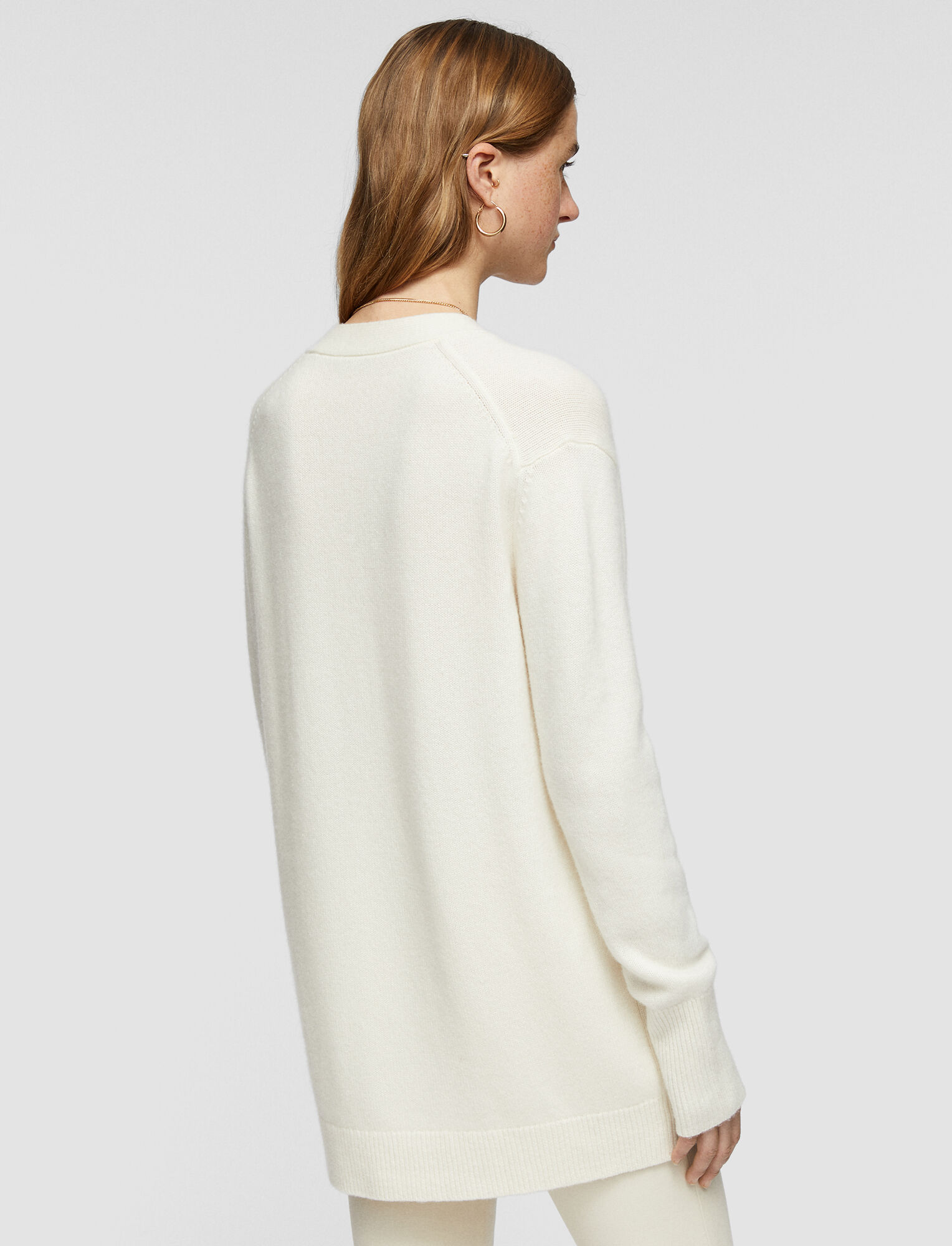 Cashmere Knit Cardigan in White | JOSEPH