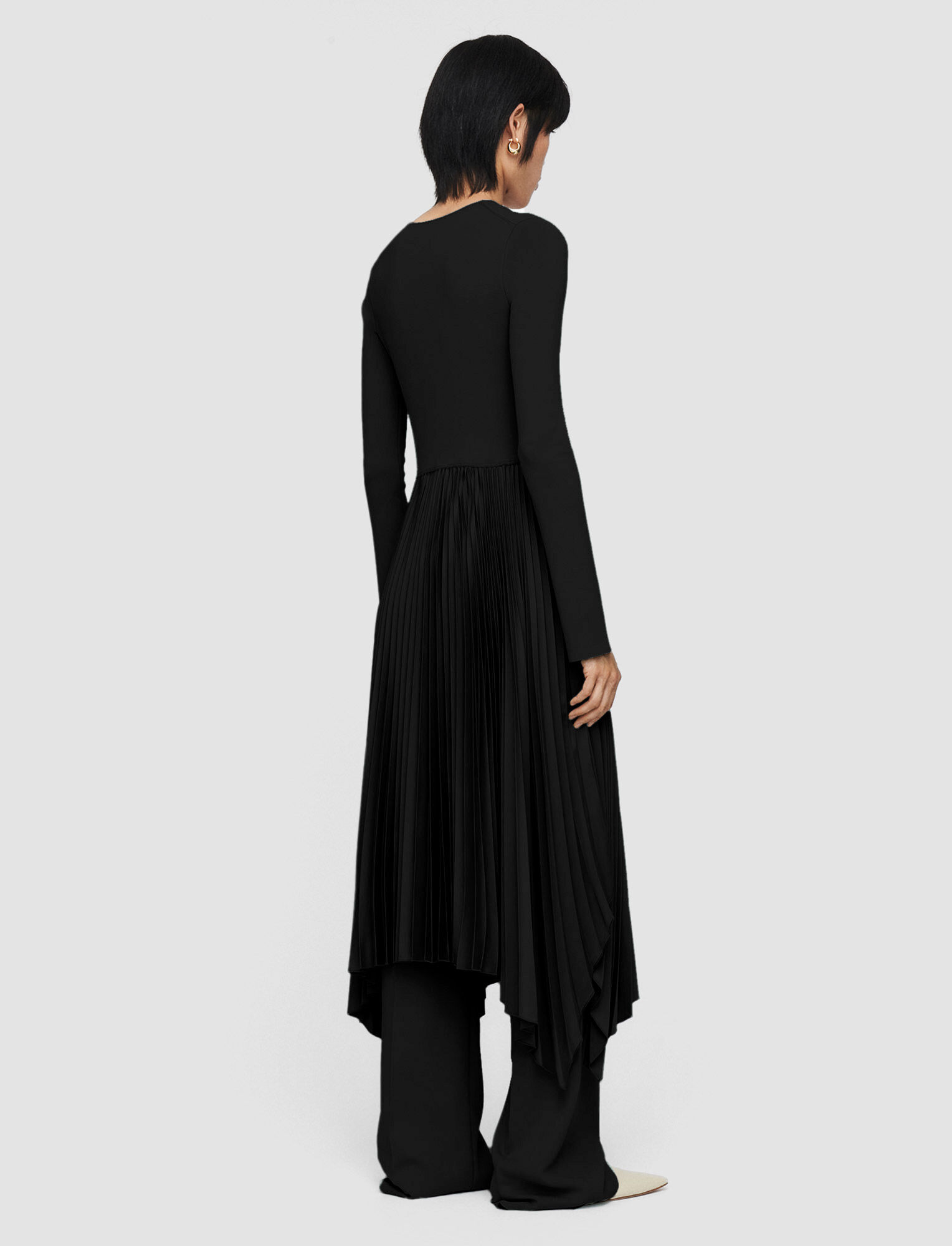 Joseph, Knit Weave Plisse Deron Dress, in Black