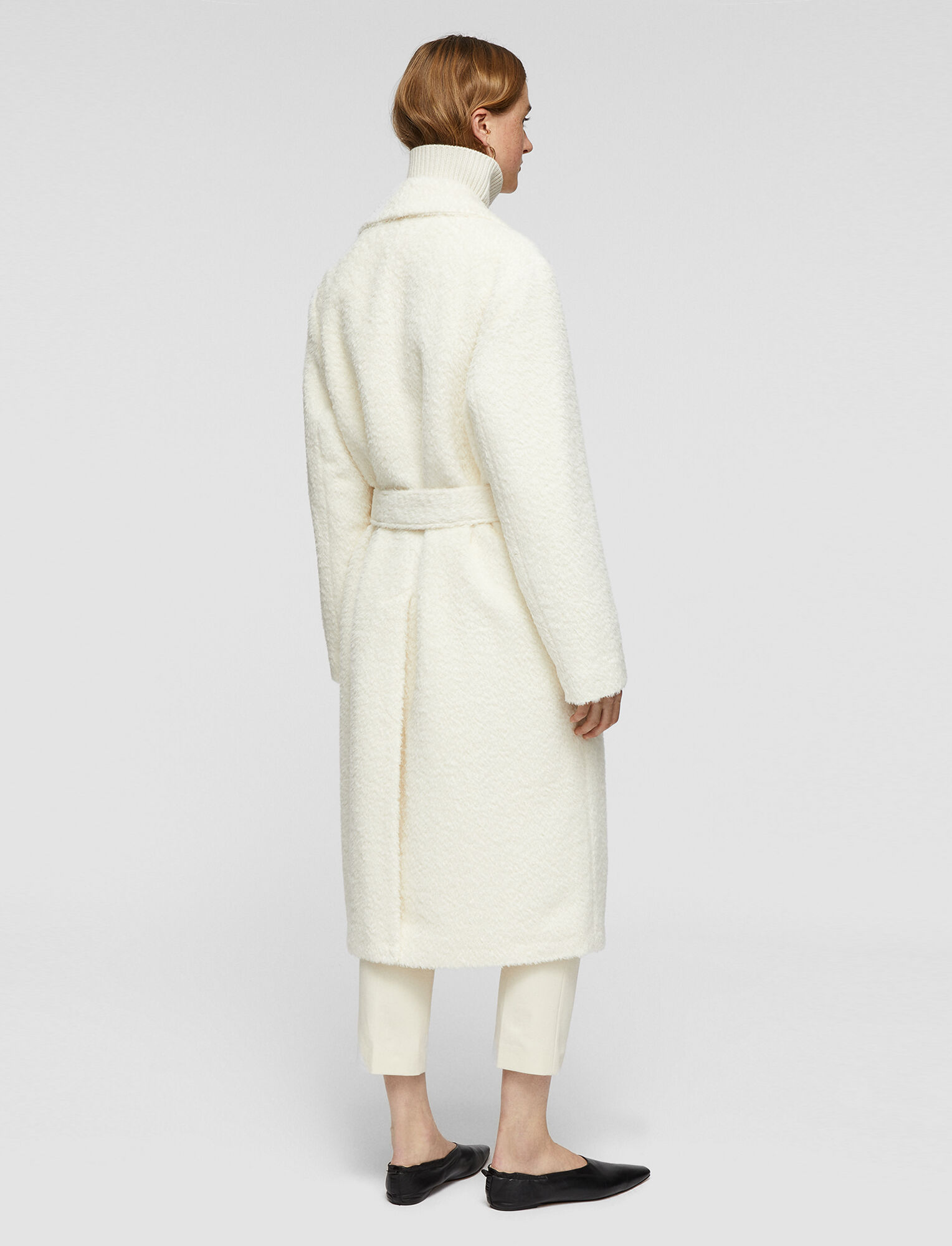 Joseph, Textured Wool Alpaca Cayla Coat, in Ecru