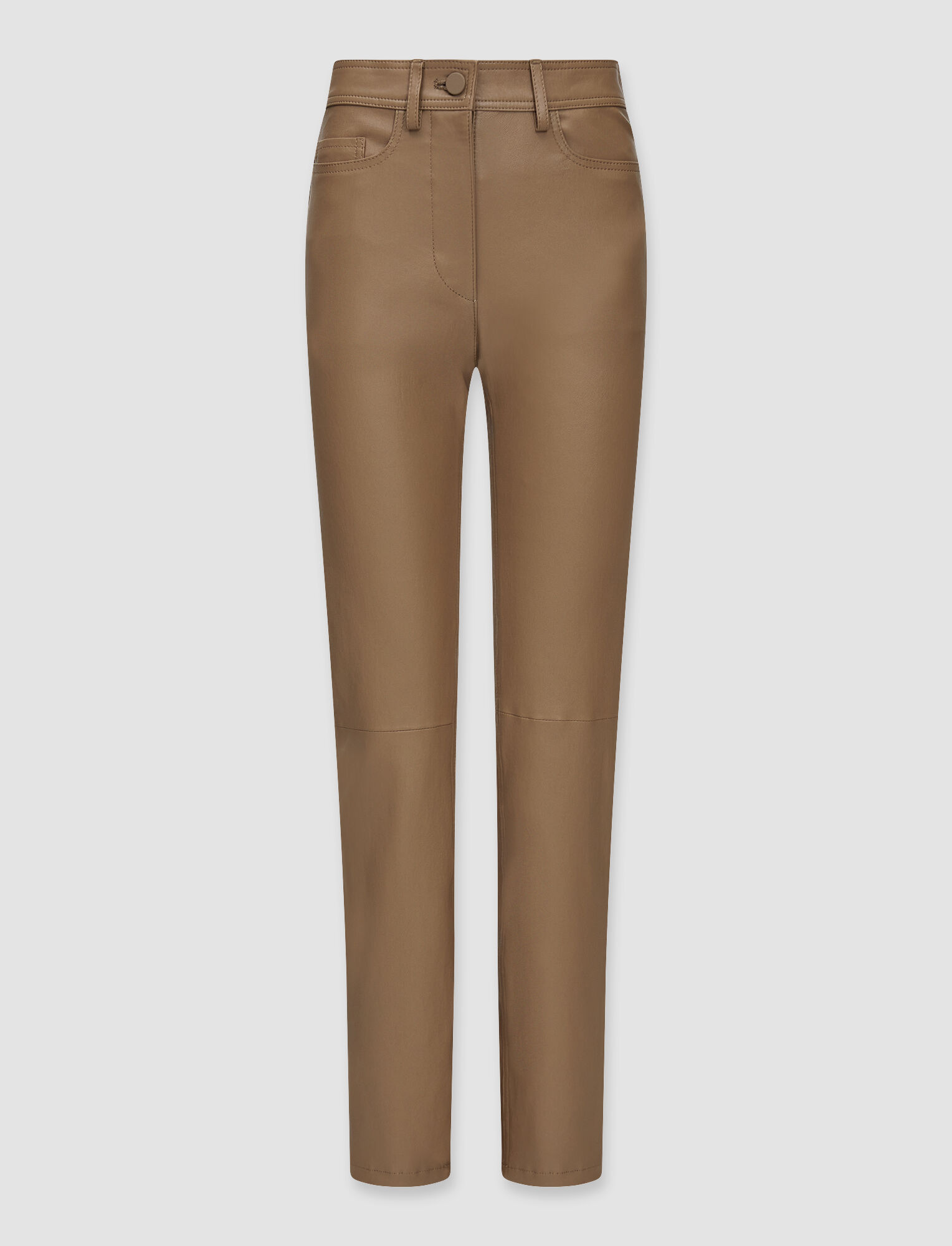 Joseph, Leather Stretch Teddy Trousers, in Camel