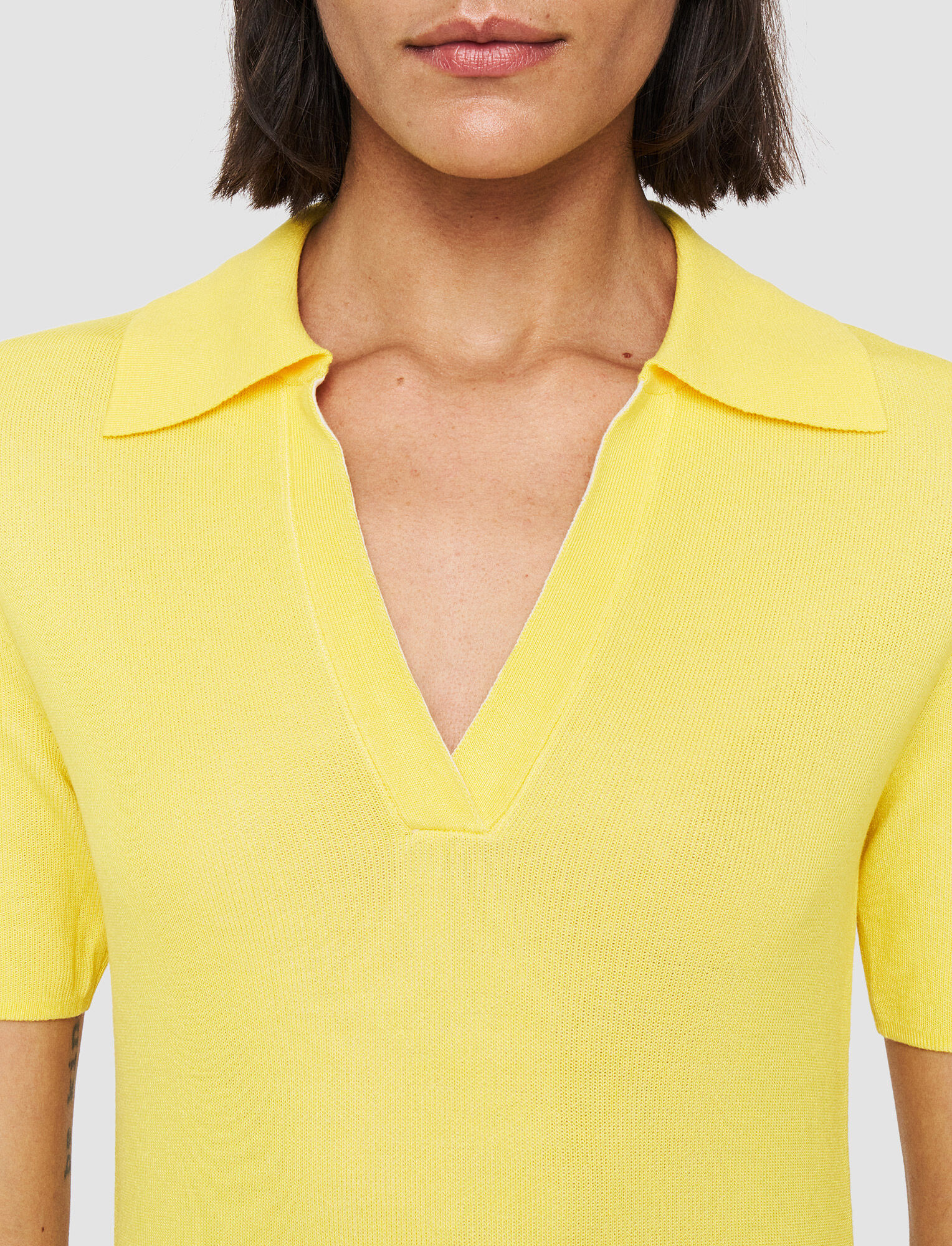 Joseph, Plated Knit Polo Top, in Sunshine Combo