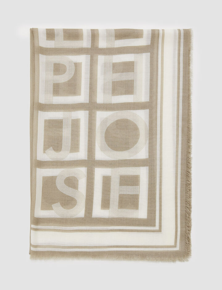 Joseph, Agatha-Scarf-Alphabet Pashmina, in Ivory/Pewter
