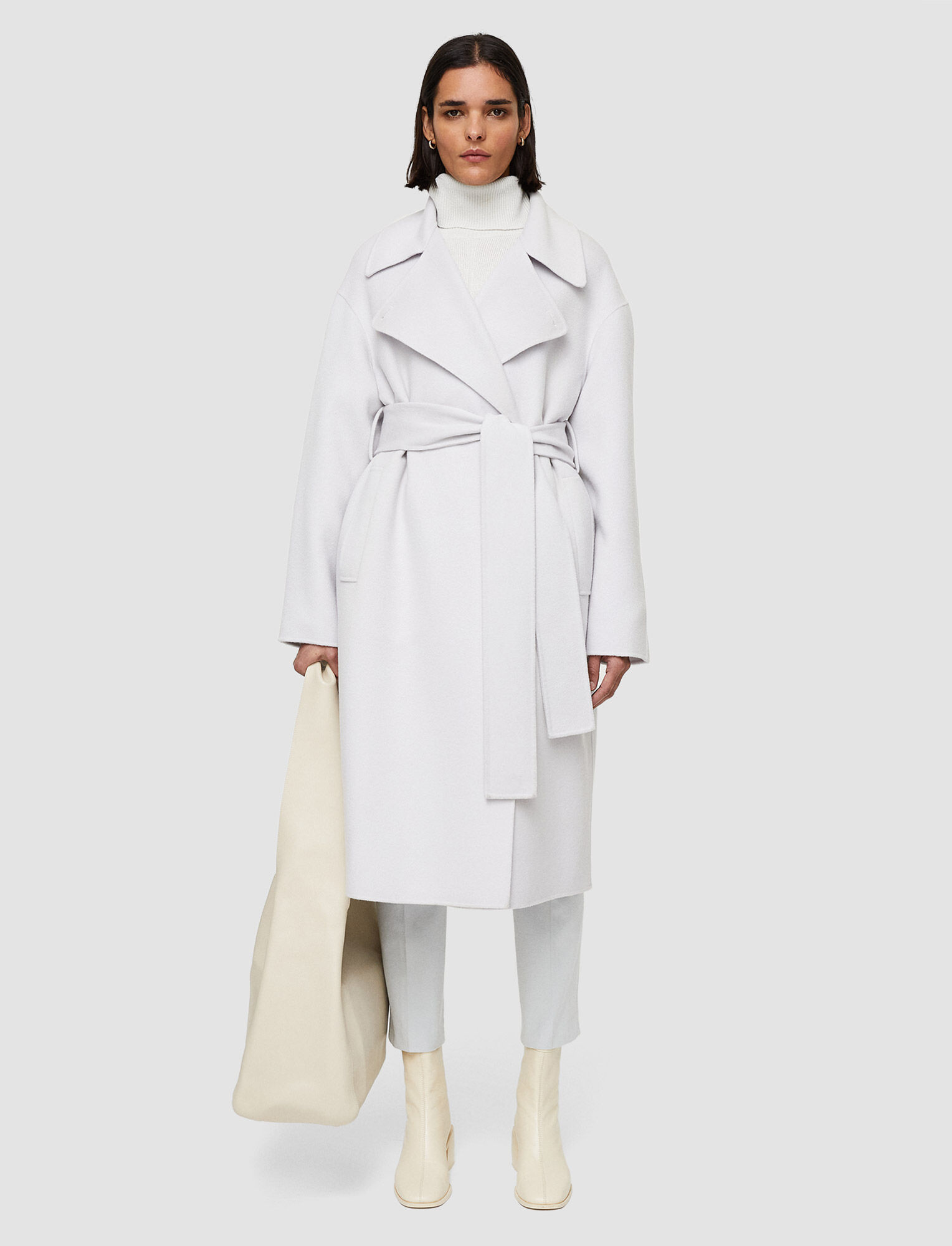 Double Face Cashmere Walmer Coat in White | JOSEPH UK