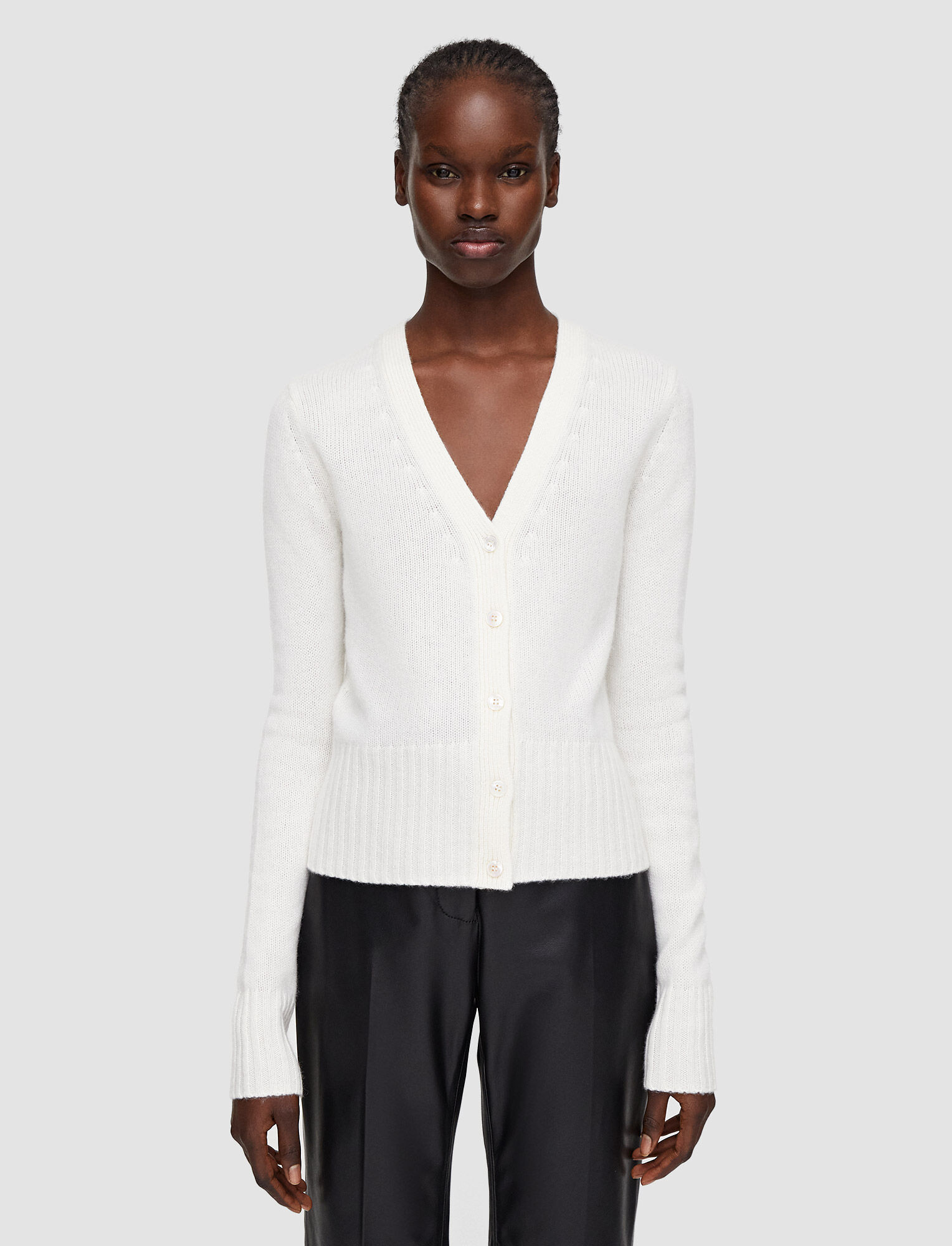 Open Cashmere Cardigan in White
