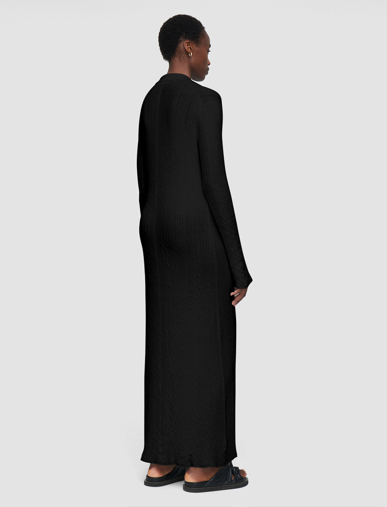 Joseph, Crinkled Cotton Cardigan Dress, in Black