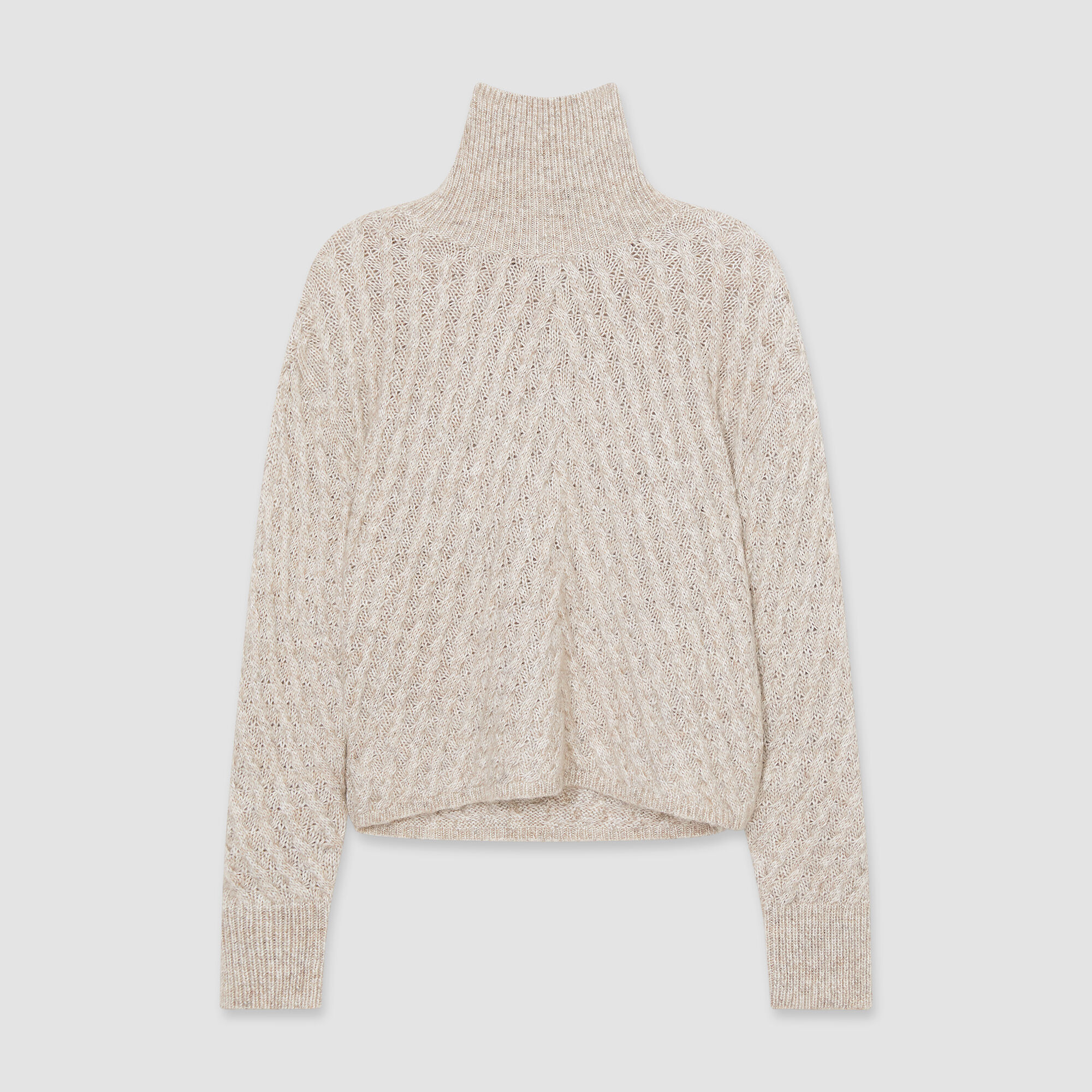 Fuzzy Cable Knit Cardigan in Beige | JOSEPH US
