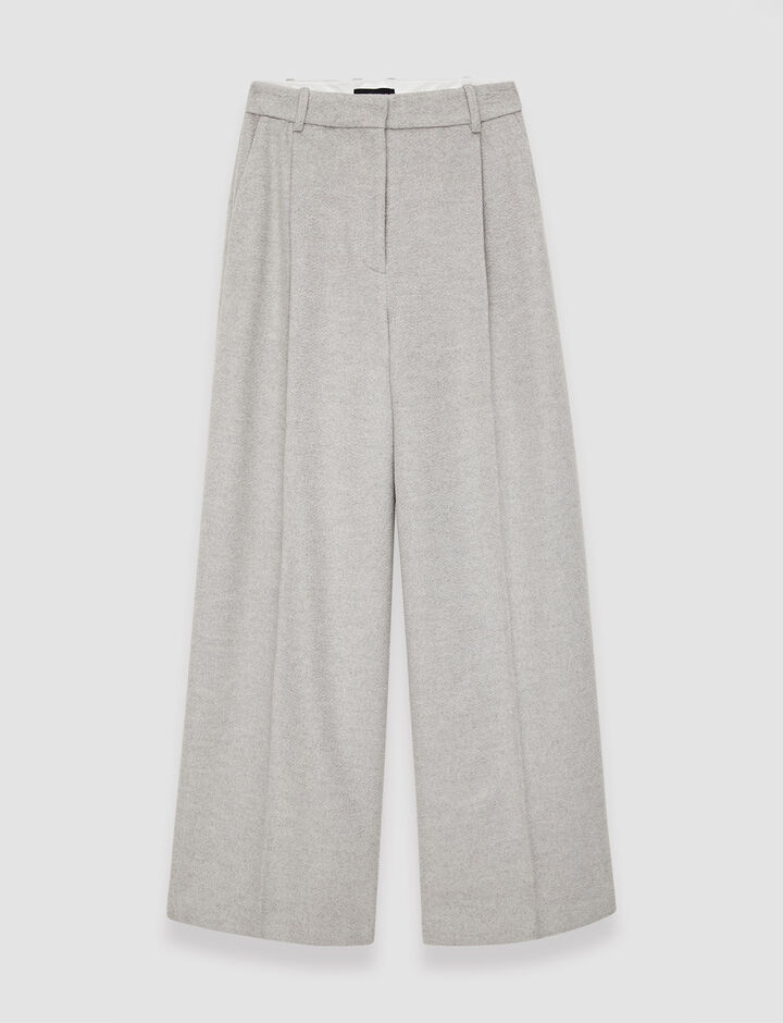 Joseph, Watermark Wool Primrose Trousers, in Light Grey Melange