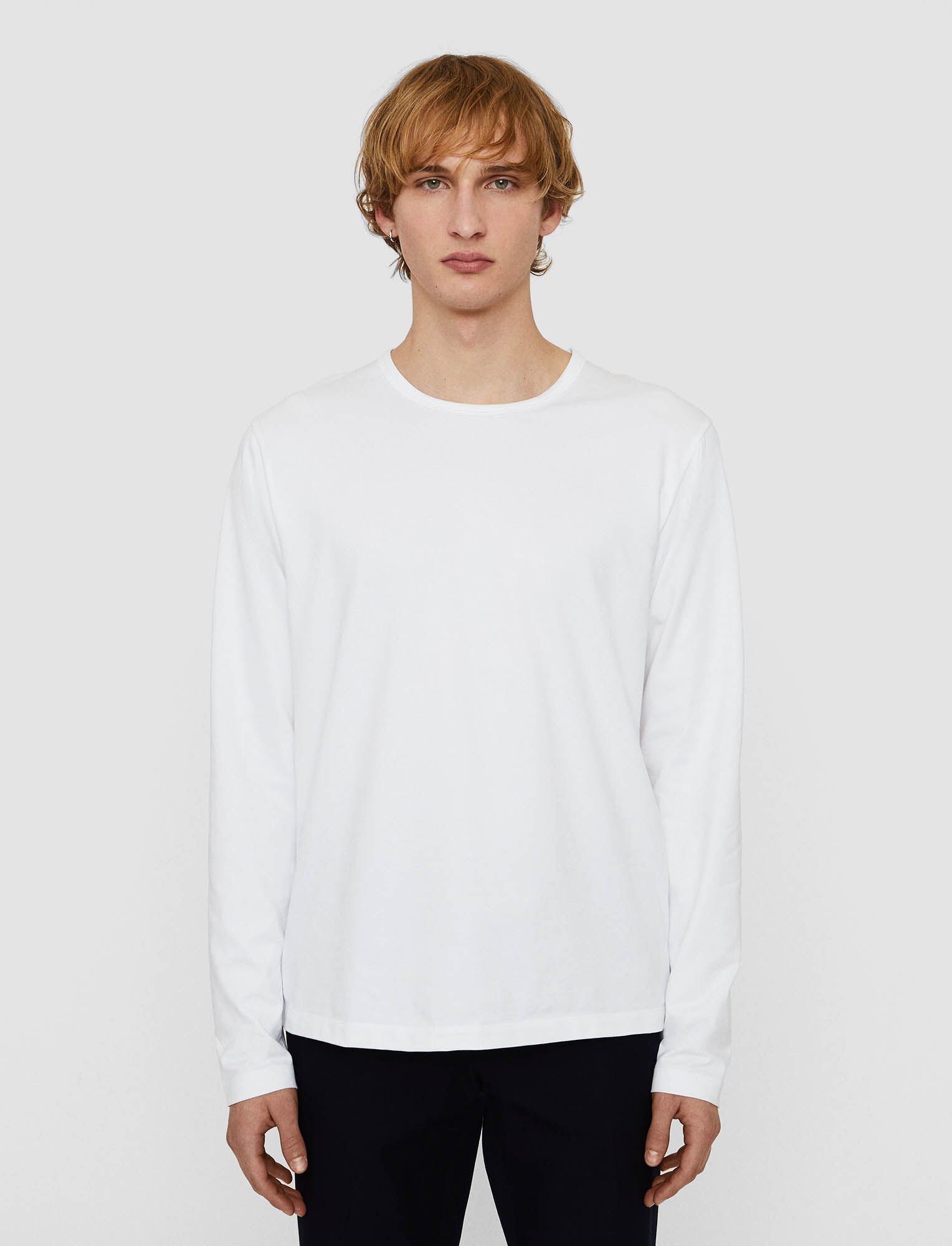 Joseph, Suvin Soft Crew Neck Long Sleeve T-shirt, in White