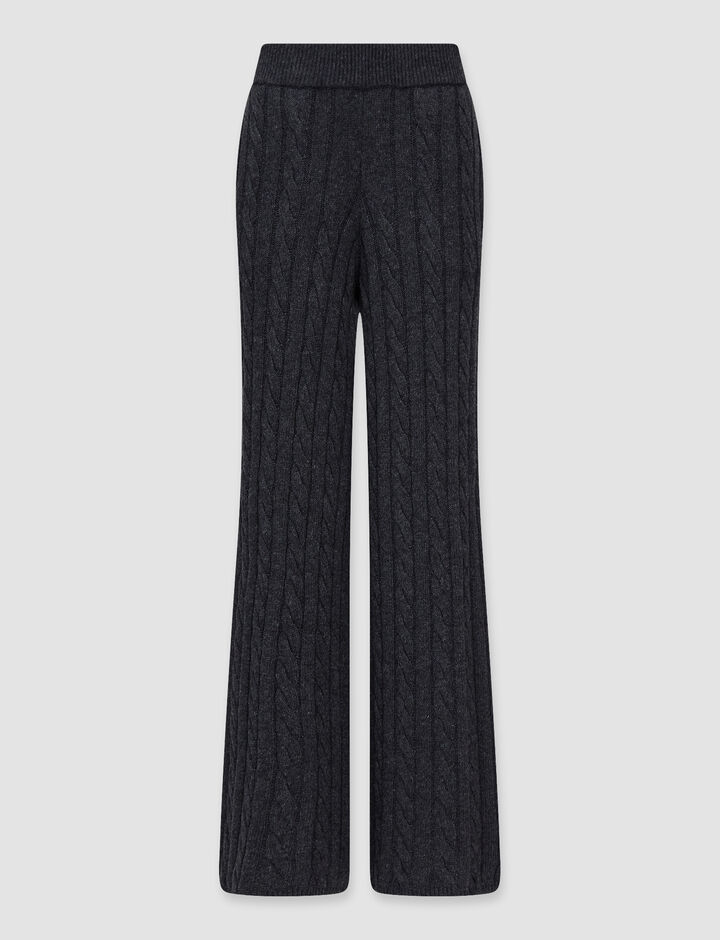 Joseph, Light Cable Knit Trousers, in Dark grey