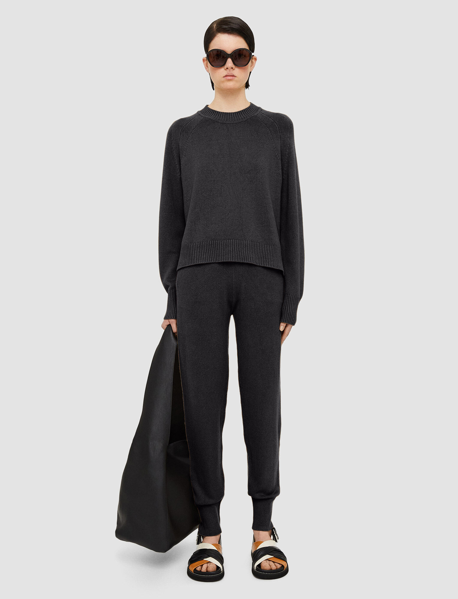 Silk Cashmere Loungewear Jumper in Black