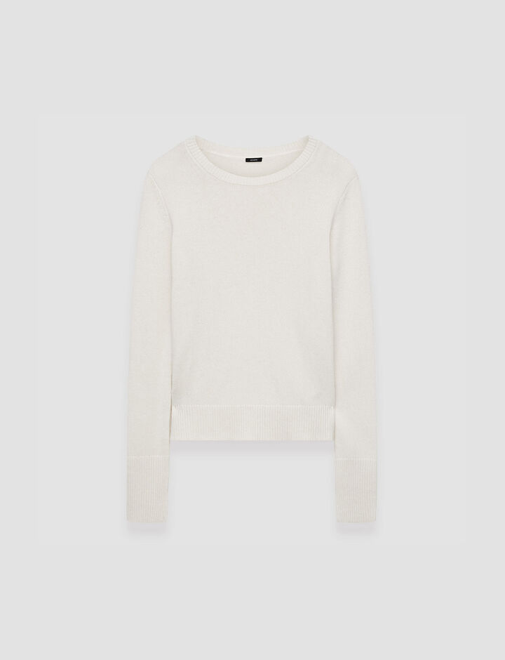 Joseph, Rd Nk Ls-Pure Cashmere, in IVORY