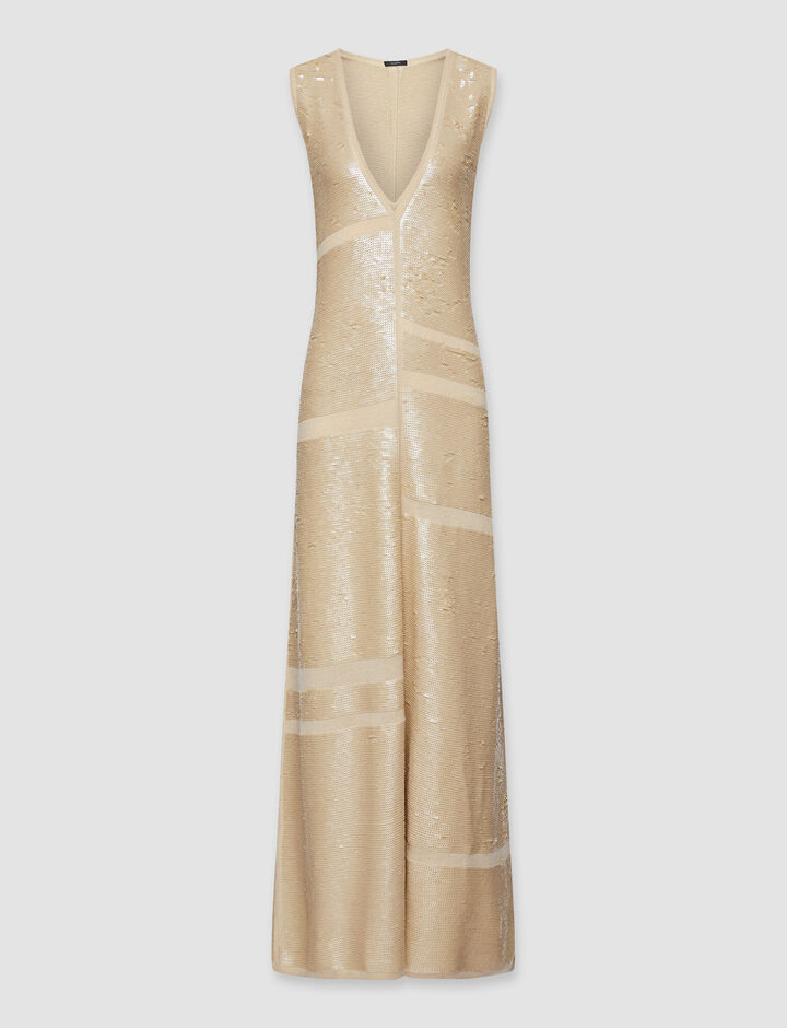 Joseph, Dress-Sequins Knit, in Nude