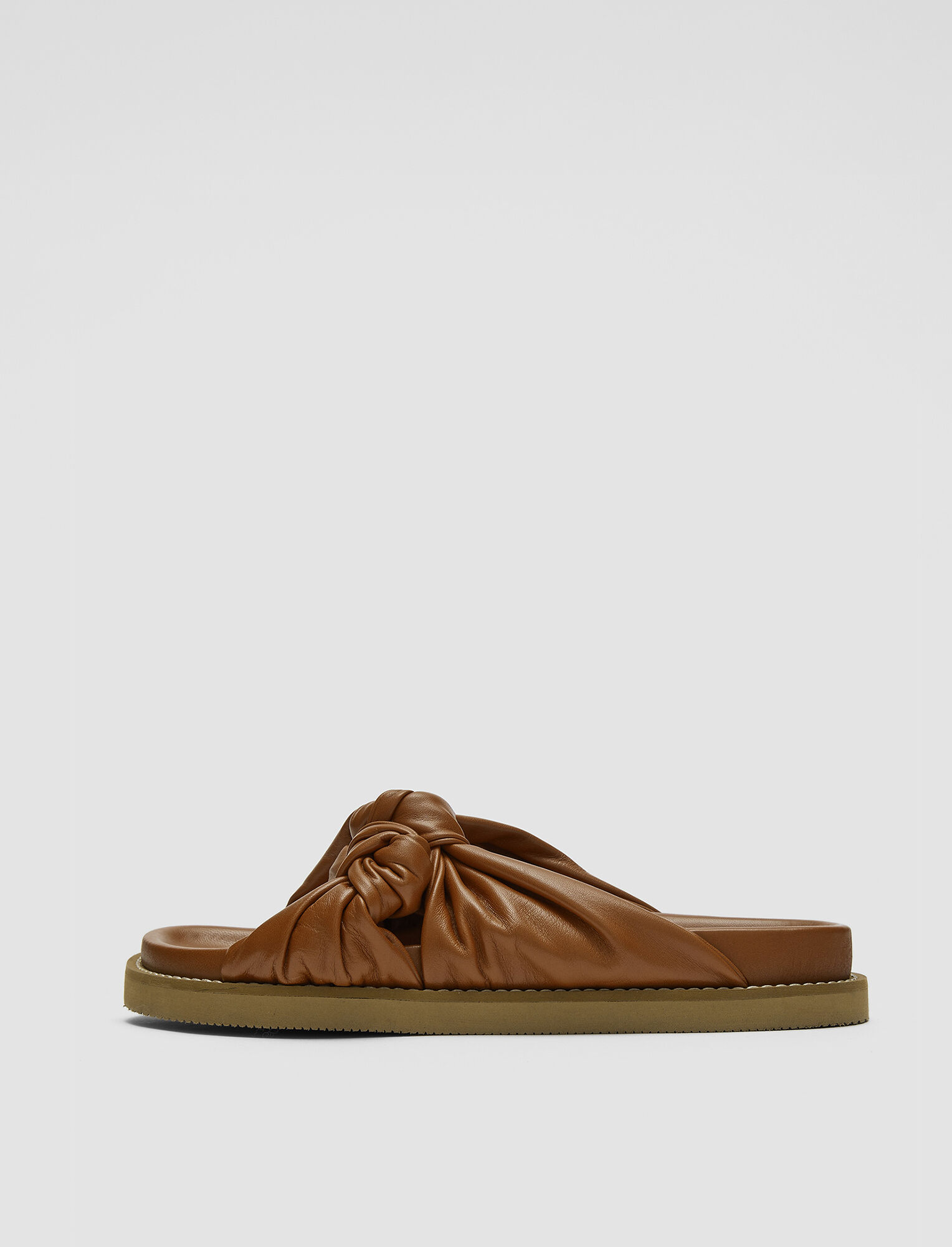 Joseph Leather Big Knot Sandals In Camel