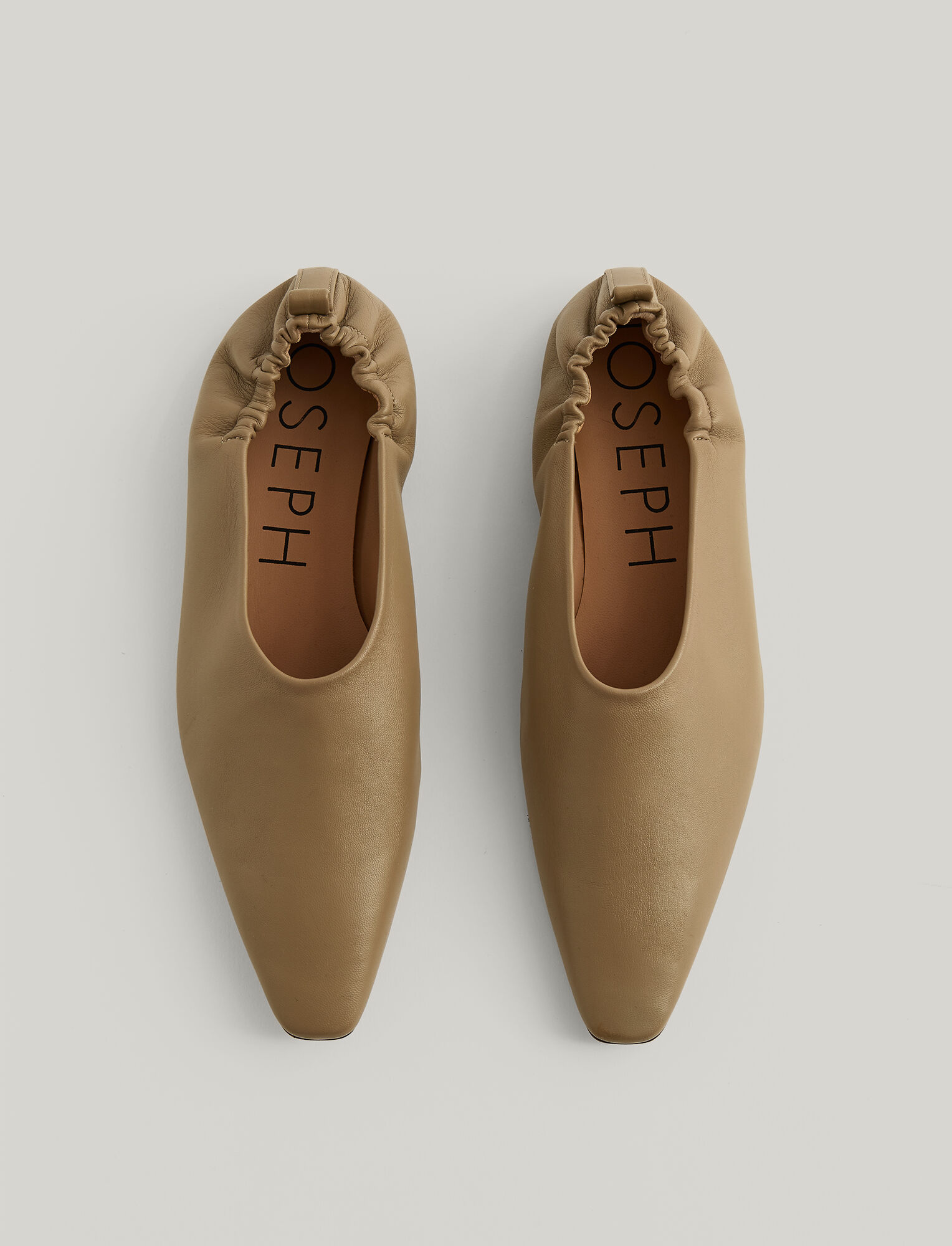 Joseph, Pointy Square Ballerina Shoes, in MASTIC