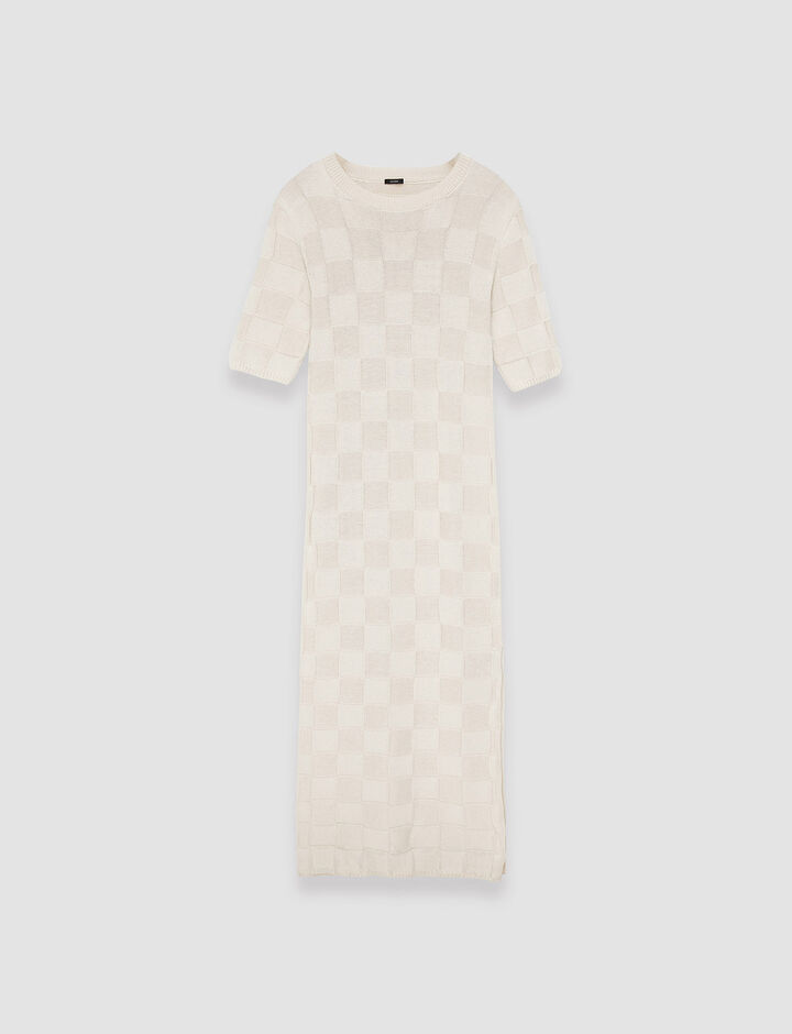 Joseph, Textured Vichy Knitted Dress, in Papyrus