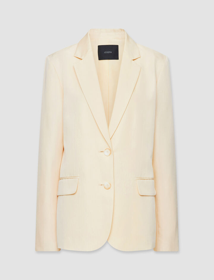 Joseph, Soft Cotton Silk Belmore Jacket, in Alabaster