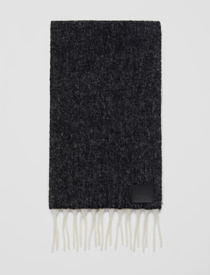 Joseph, Adele-Scarf-Brushed Wool Scarf, in Black/Ivory