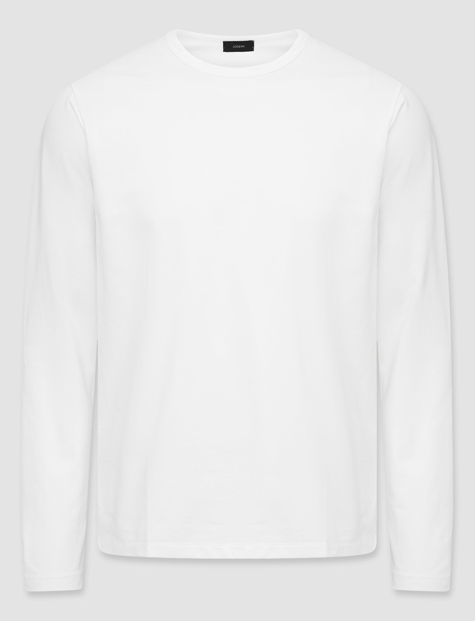 Joseph, Suvin Soft Crew Neck Long Sleeve T-shirt, in White