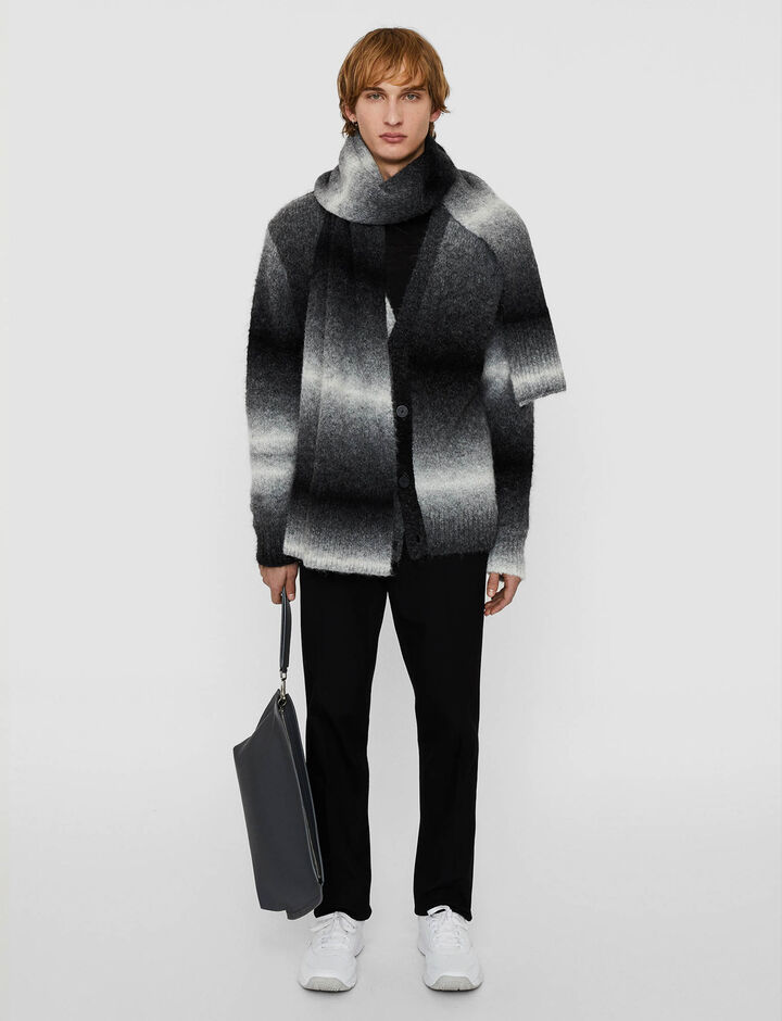 Joseph, Scarf-Printed Knit, in Mid Grey