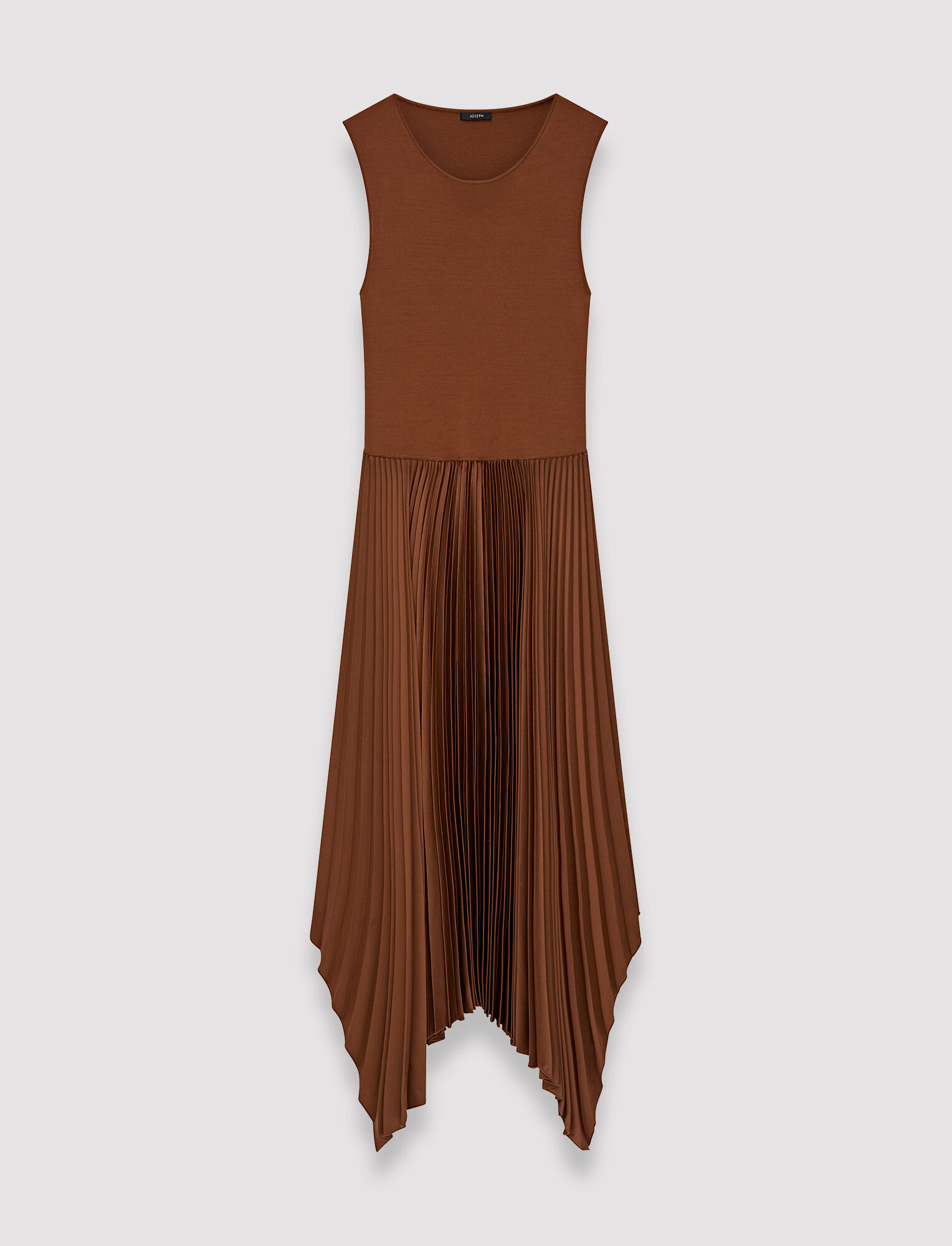 Joseph Knit Weave Plissé Dera Dress In Mahogany