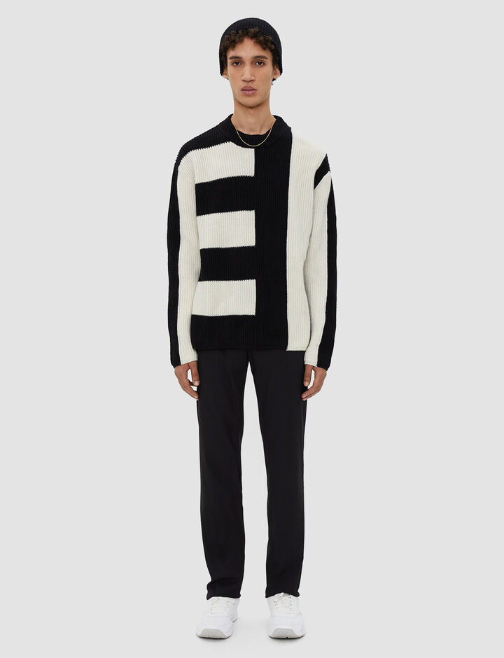 Joseph, Rd Nk-Graphic Knit, in Black combo