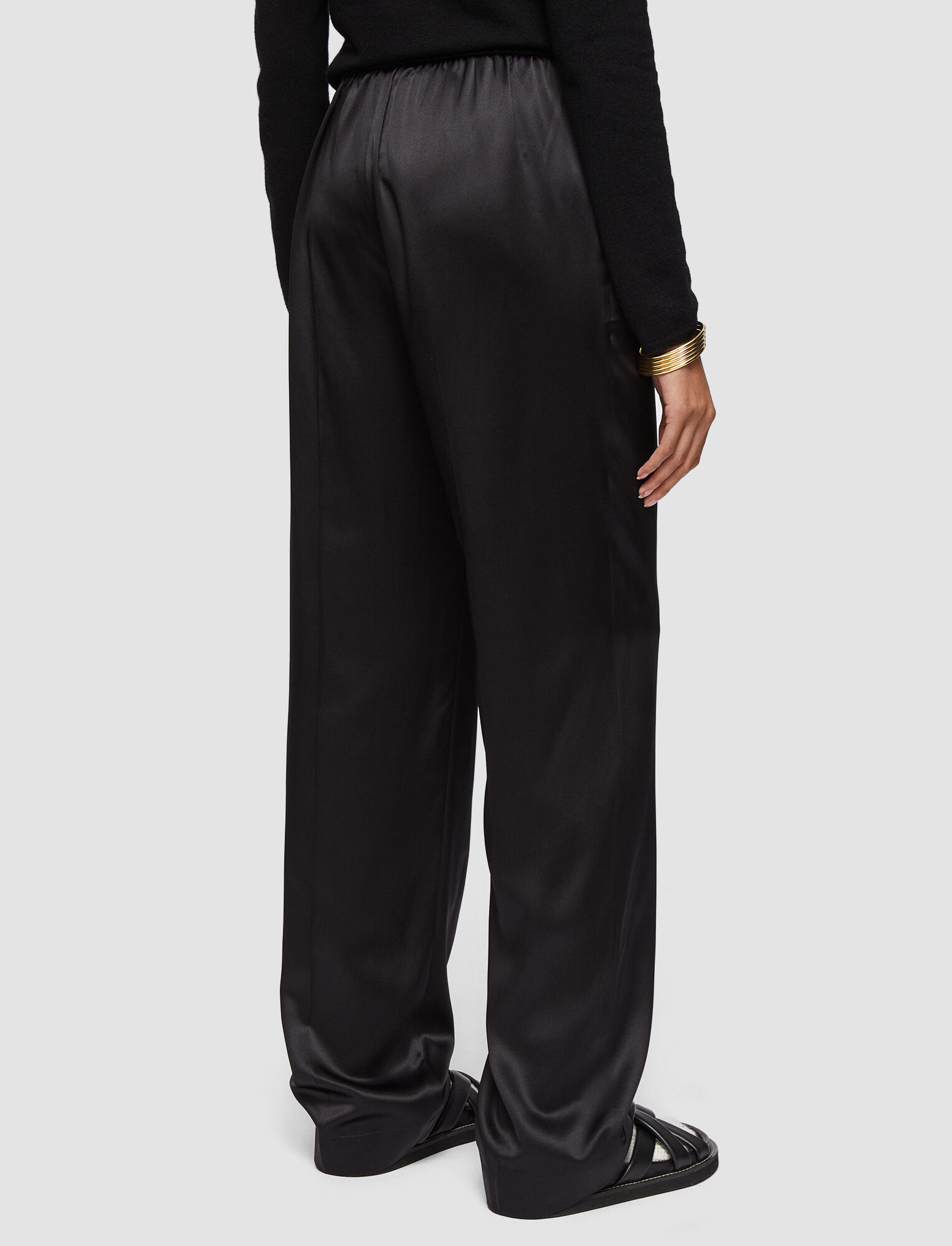 Joseph, Silk Satin Tova Trousers, in Black