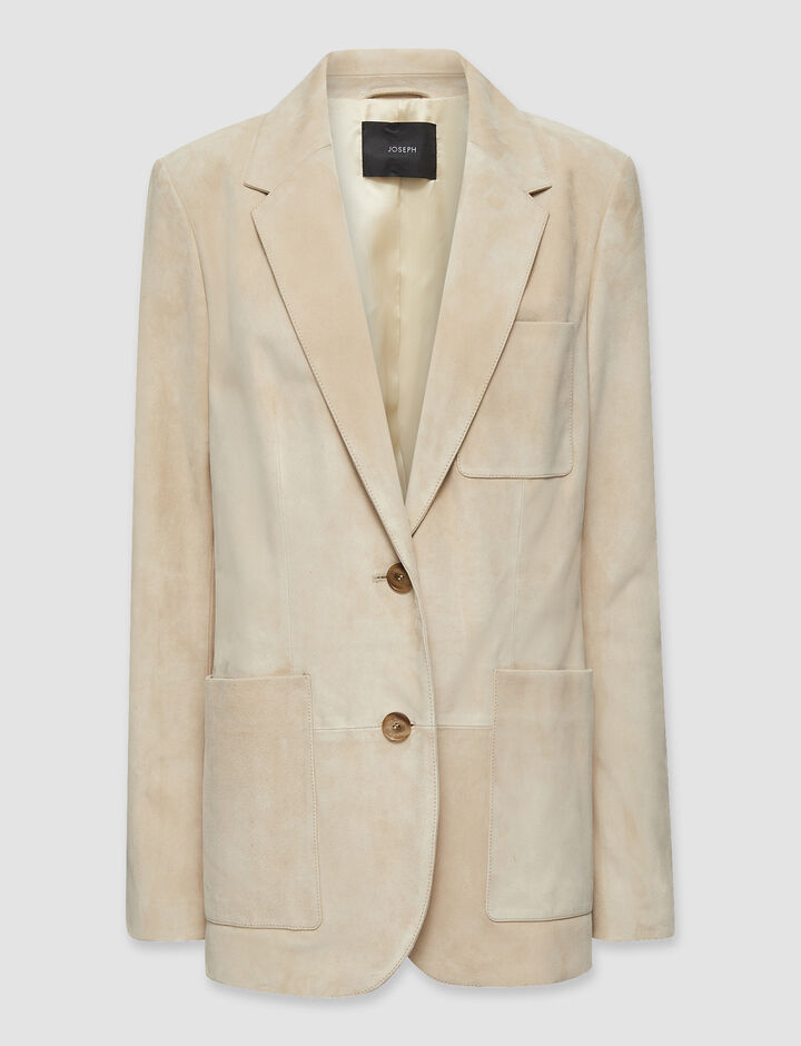 Joseph, Suede Leather Jacques Jacket, in Chai