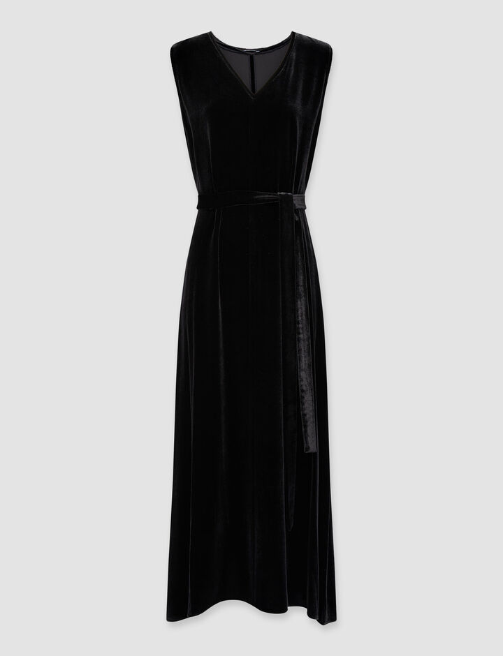 Joseph, Dorsay-Dress-Drapy Velvet, in Black