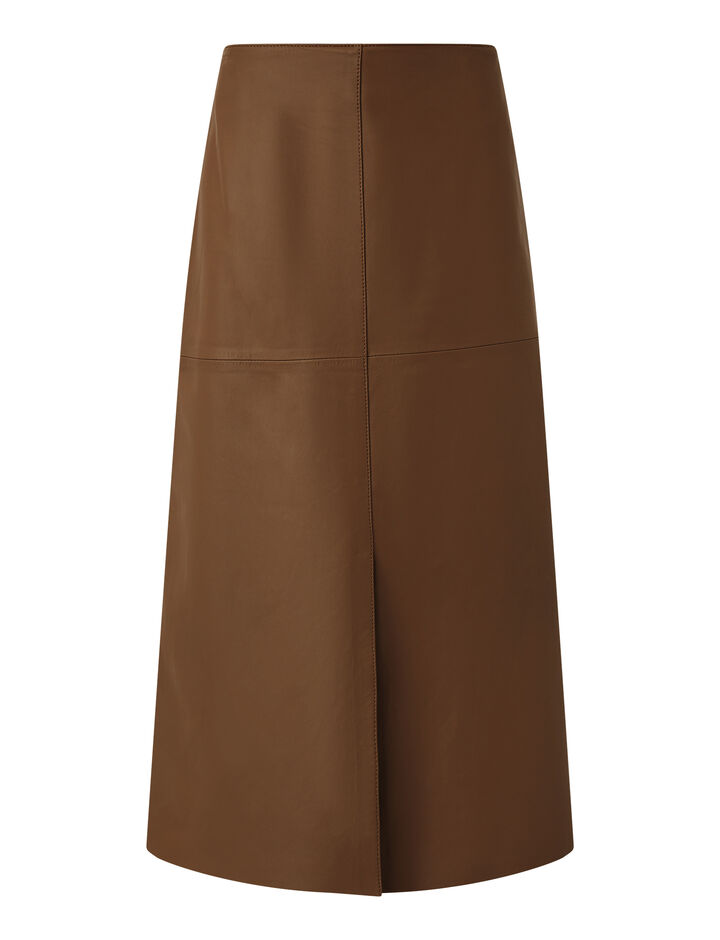 Joseph, Nappa Leather Sidena Skirt, in TAUPE
