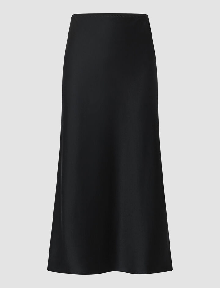Joseph, Isaak Silk Satin Skirt, in BLACK