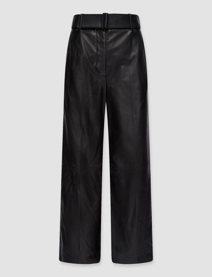 Joseph, Nappa Leather Taja Trousers, in Black
