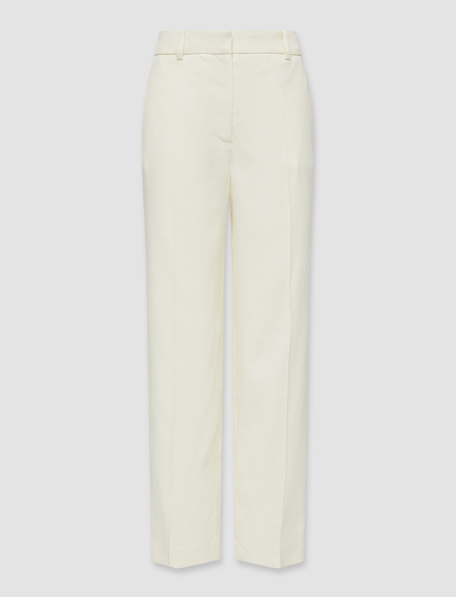 Crepe Linen Stretch Trina Trousers in White | JOSEPH