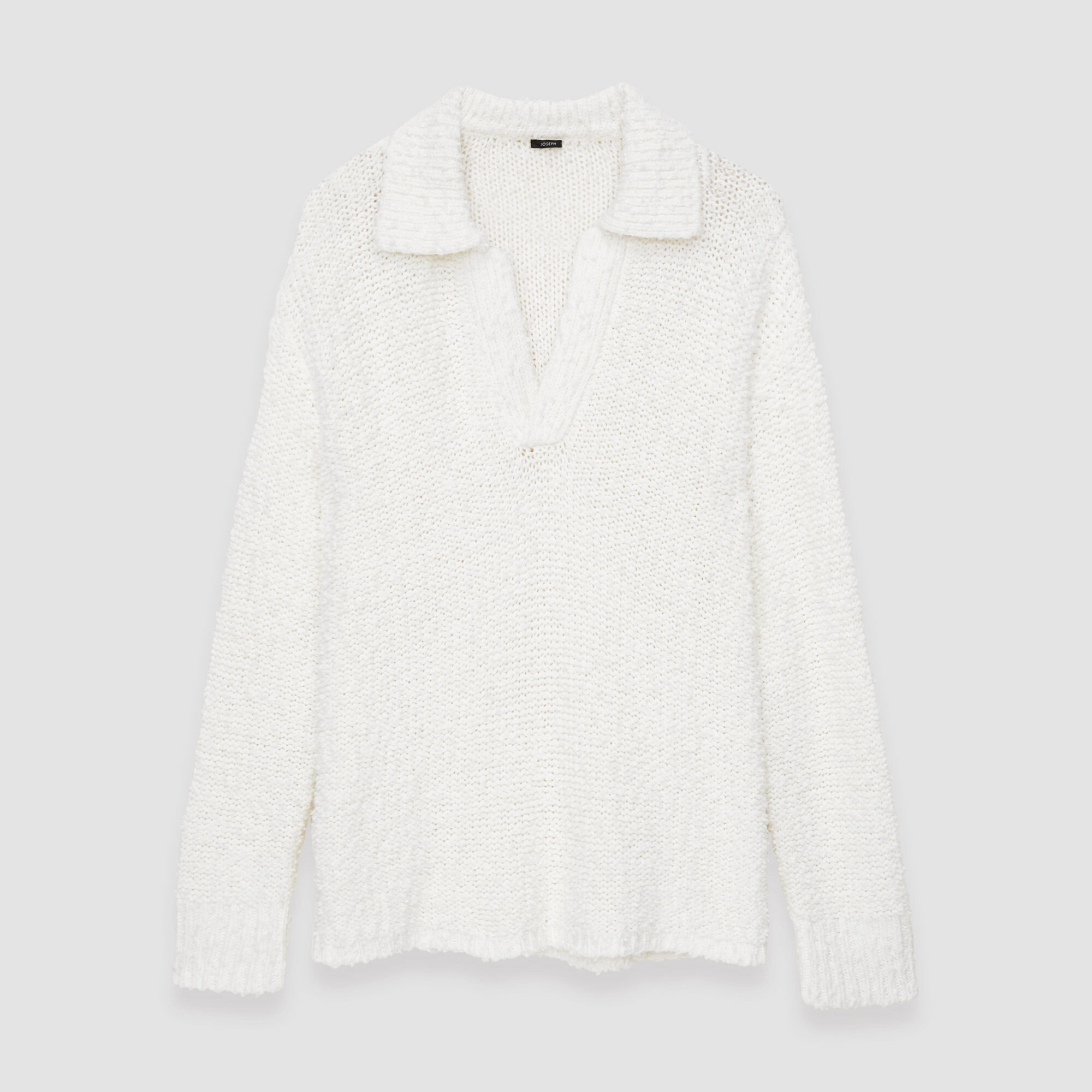 Shop Joseph Textured Knit Polo Jumper In Ivory