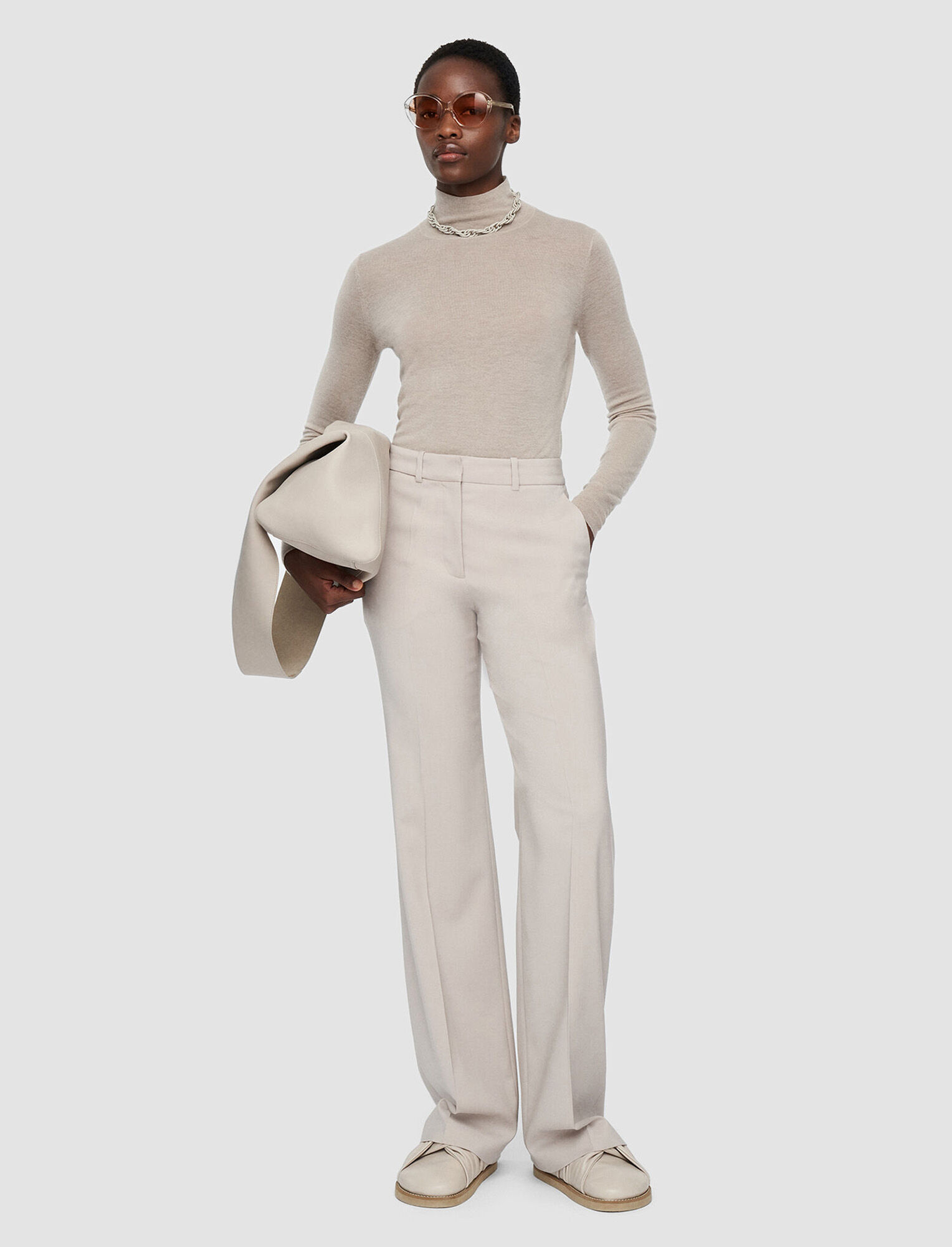 Joseph, Tailoring Wool Stretch Morissey Trousers, in Cobble Stone