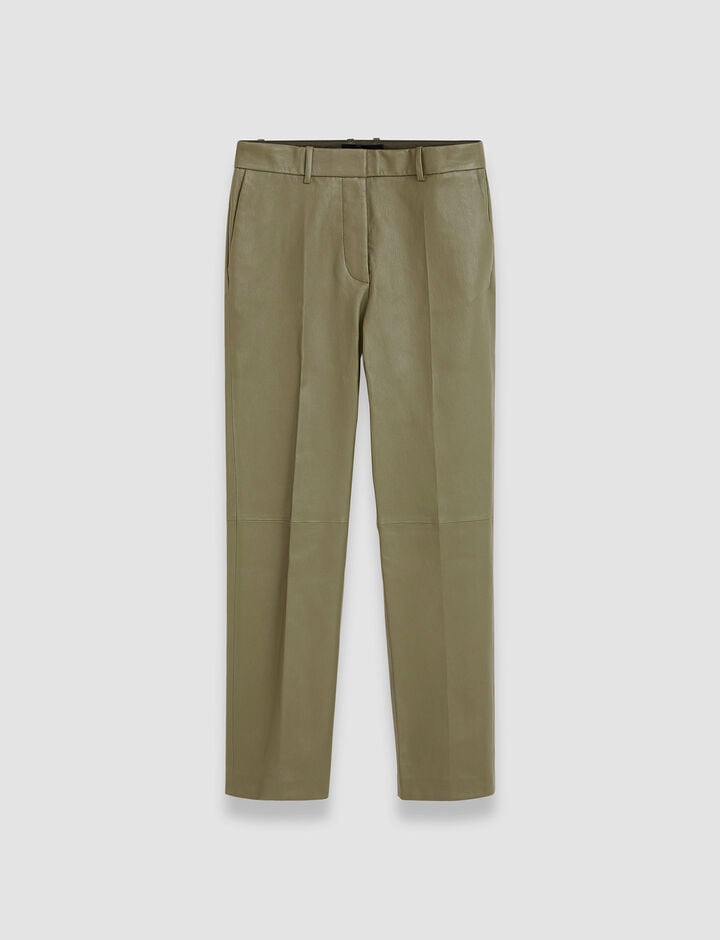 Joseph, Leather Stretch Coleman Trousers, in Dark Olive