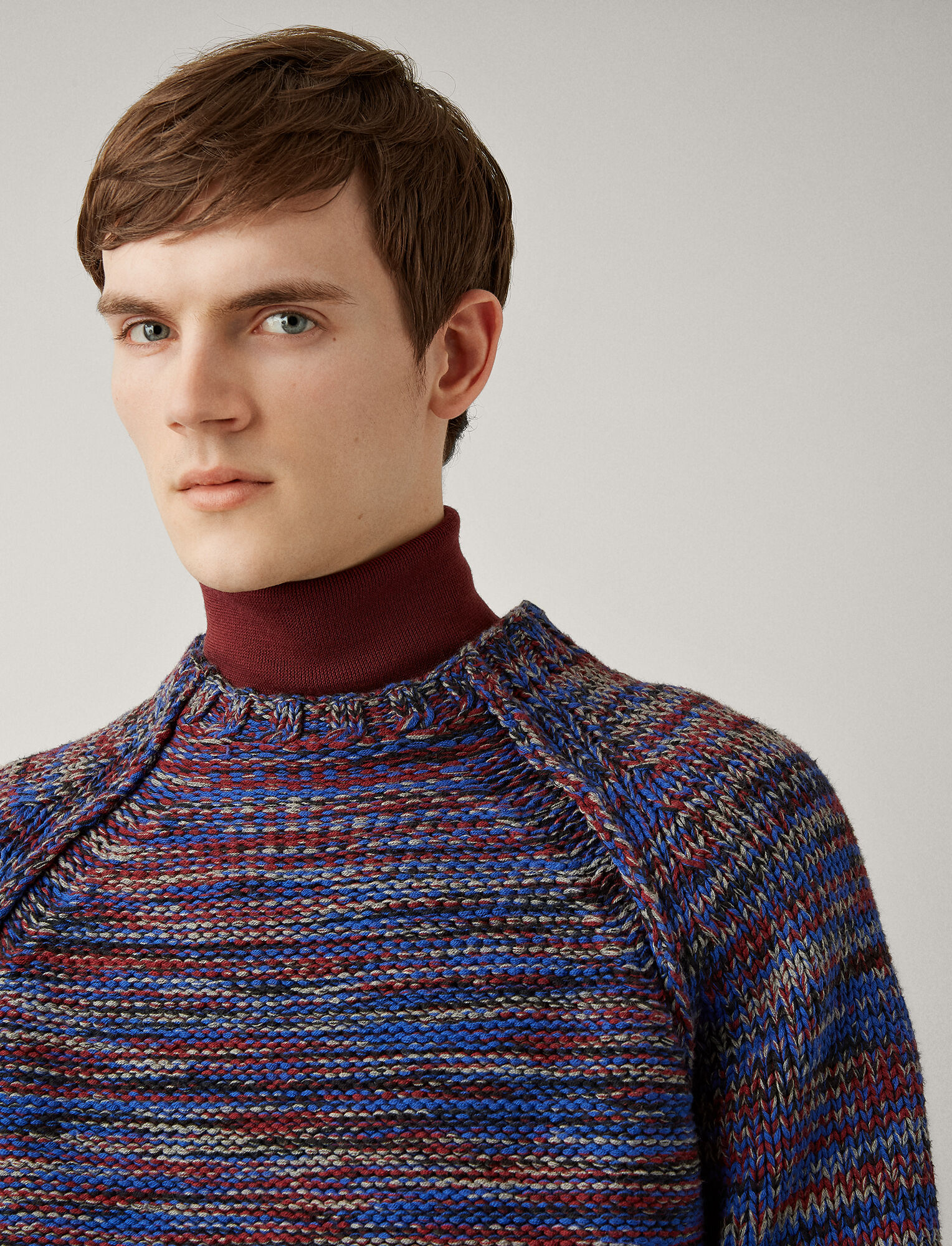 Joseph, Oversize Sweater Chunky Mouline Knit, in BLUE COMBO